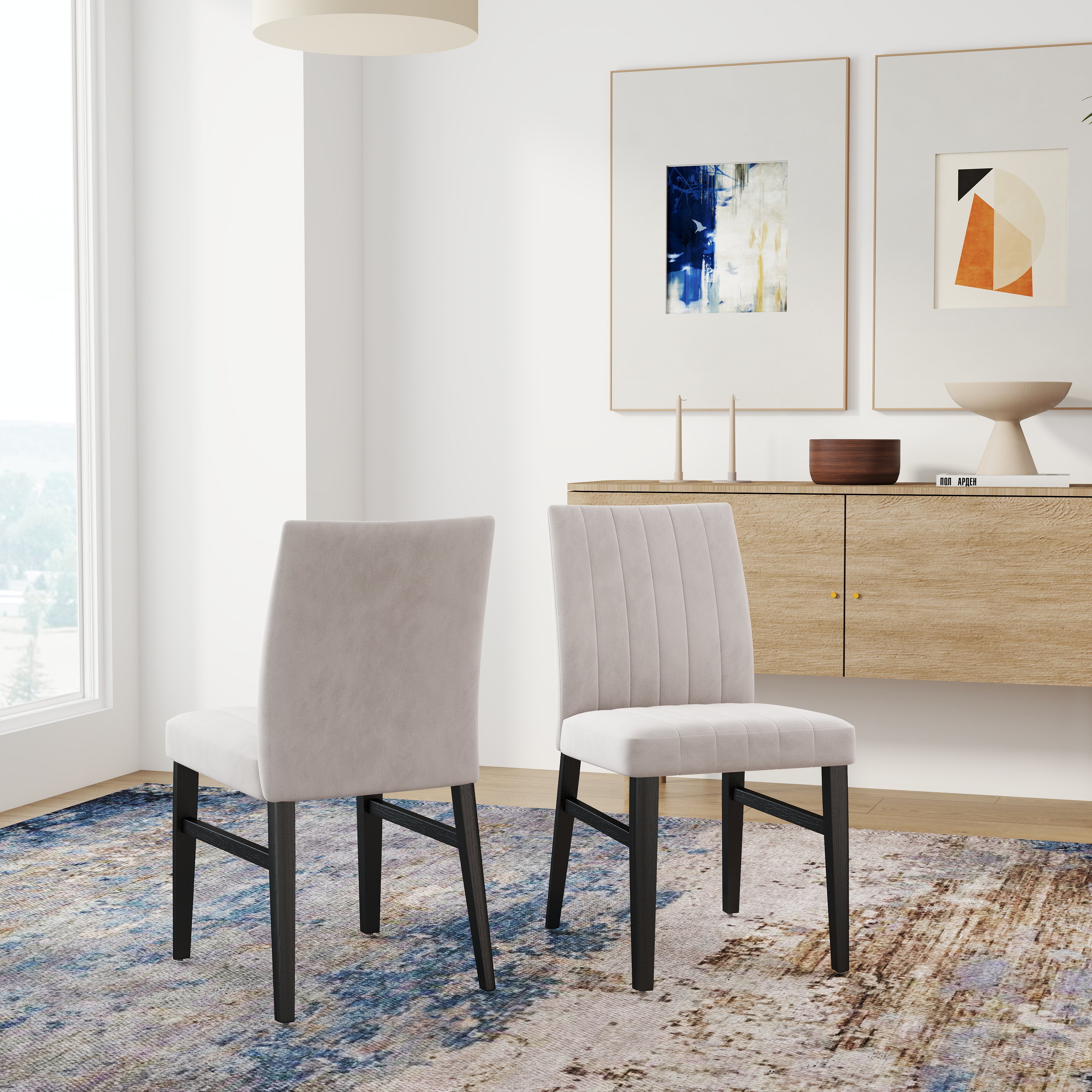 Roundhill Furniture Wendell Contemporary Upholstered Dining Chairs Set of 2 - Modern Kitchen & Dining Room Seating for Home & Restaurant Use