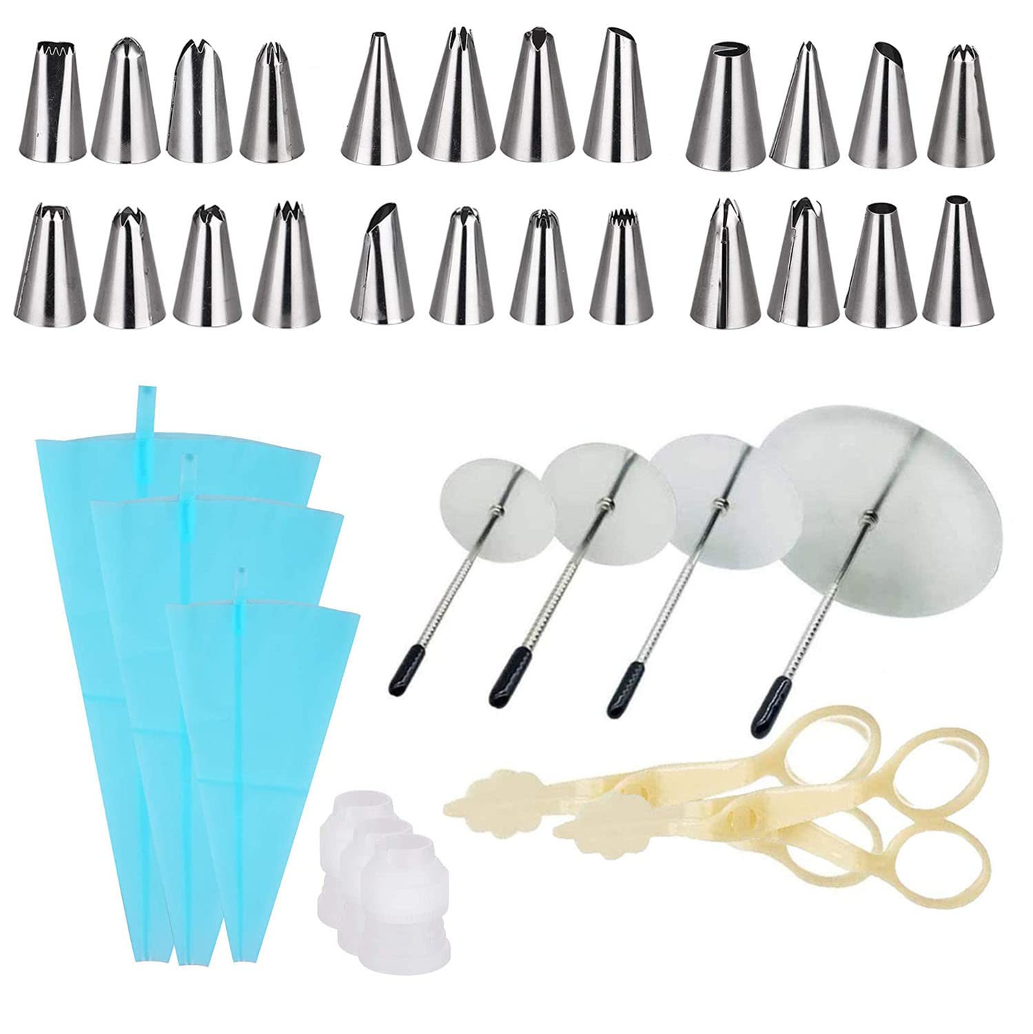 Professional Cake Decorating Kit - 24 Pcs Flower Nail Lifters & Piping Bags Tips Set for Icing, Cupcake, Cookie Decoration | Perfect for Birthday Cakes, Wedding Cakes & Baking Parties