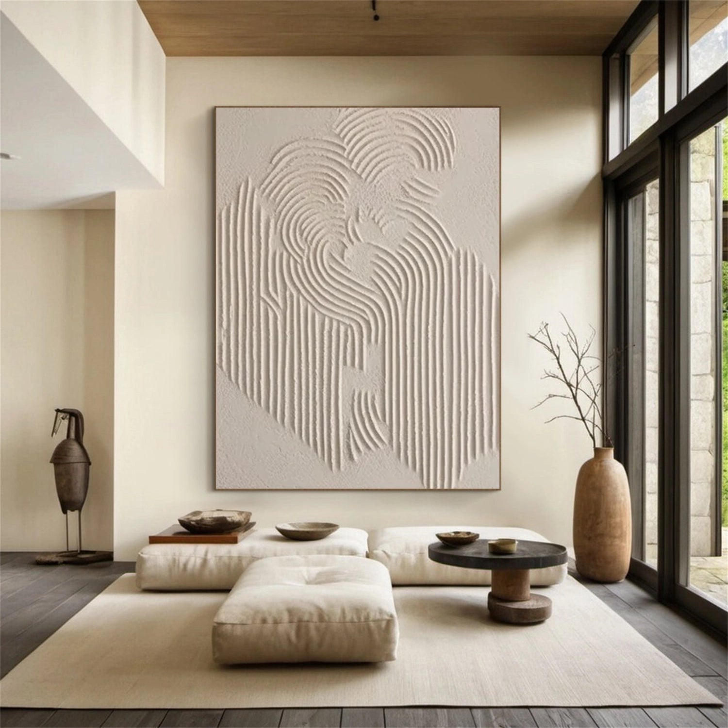 Beige & Brown Abstract Textured Canvas Painting - Modern Wall Art for Living Room, Bedroom & Office Decor | Ready to Hang | #BB022