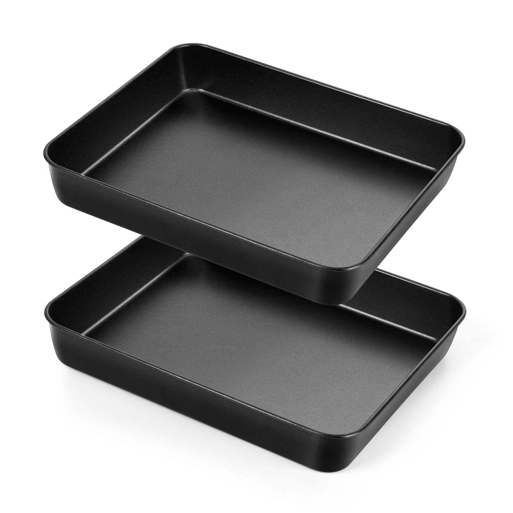 P&P CHEF Nonstick Small Lasagna Pan Set - 10.4 Inch Stainless Steel Deep Baking Tray for Toaster Oven - Perfect for Lasagna, Brownies, Meats & Casseroles - Heavy Duty Rectangular Bakeware - Easy Clean & Dishwasher Safe (2Pcs) - Ideal for Home Cooking, Meal Prep & Holiday Baking