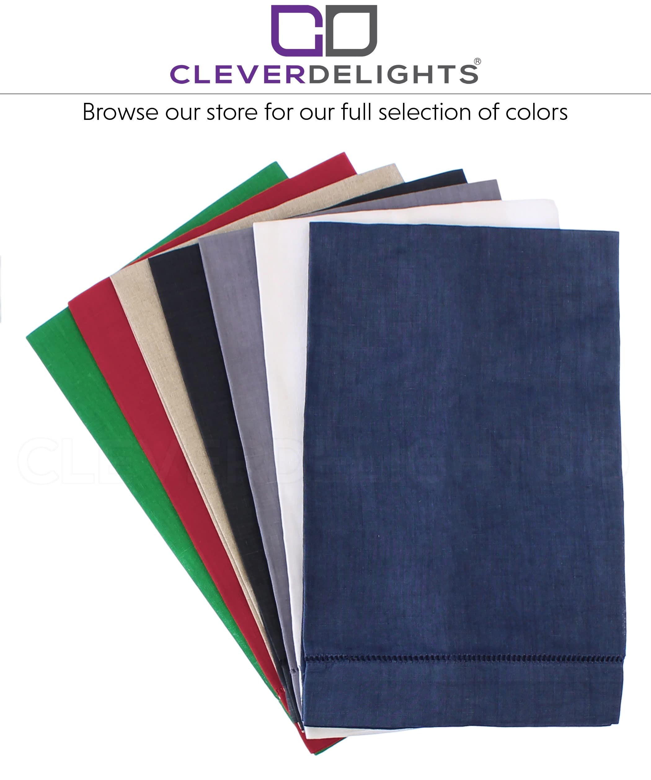 CleverDelights Premium 100% Linen Hemstitched Hand Towels - 6 Pack (14x22 Inches) - Soft & Absorbent Bath & Kitchen Towels for Luxury Home, Spa, and Guest Use
