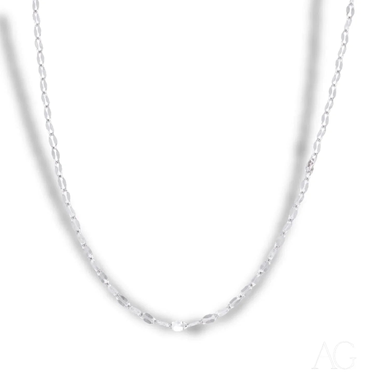 18K White Gold Chain Necklace - Elegant 17.5 Inch Luxury Jewelry for Women - Perfect for Weddings, Anniversaries & Special Occasions