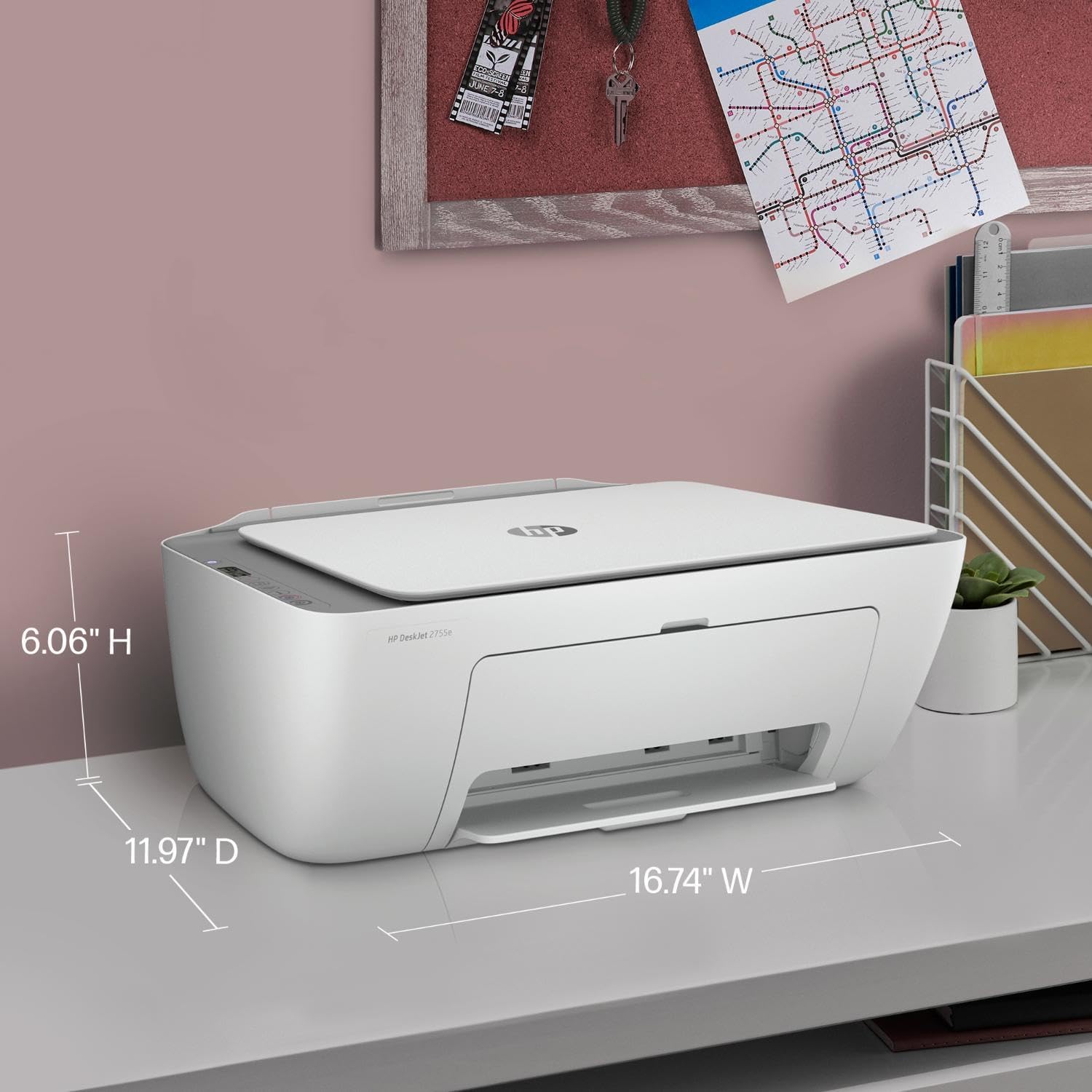 HP DeskJet 2755e Wireless All-in-One Printer with Scanner, Copier | 3 Months Free Instant Ink | Home Office & Remote Work Printing Solution