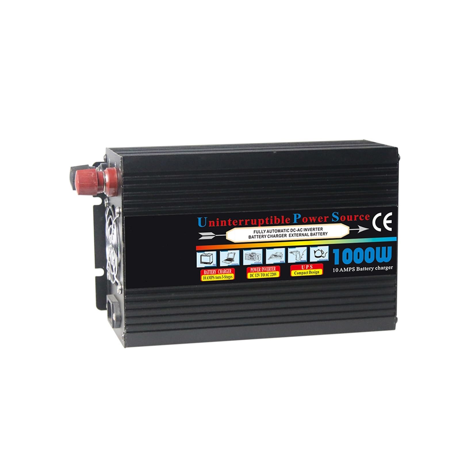 1000W Pure Sine Wave UPS Uninterruptible Power Supply with Charging Function & Voltage Display - 12V/220V for Home Office, Server Backup & Emergency Power Outages