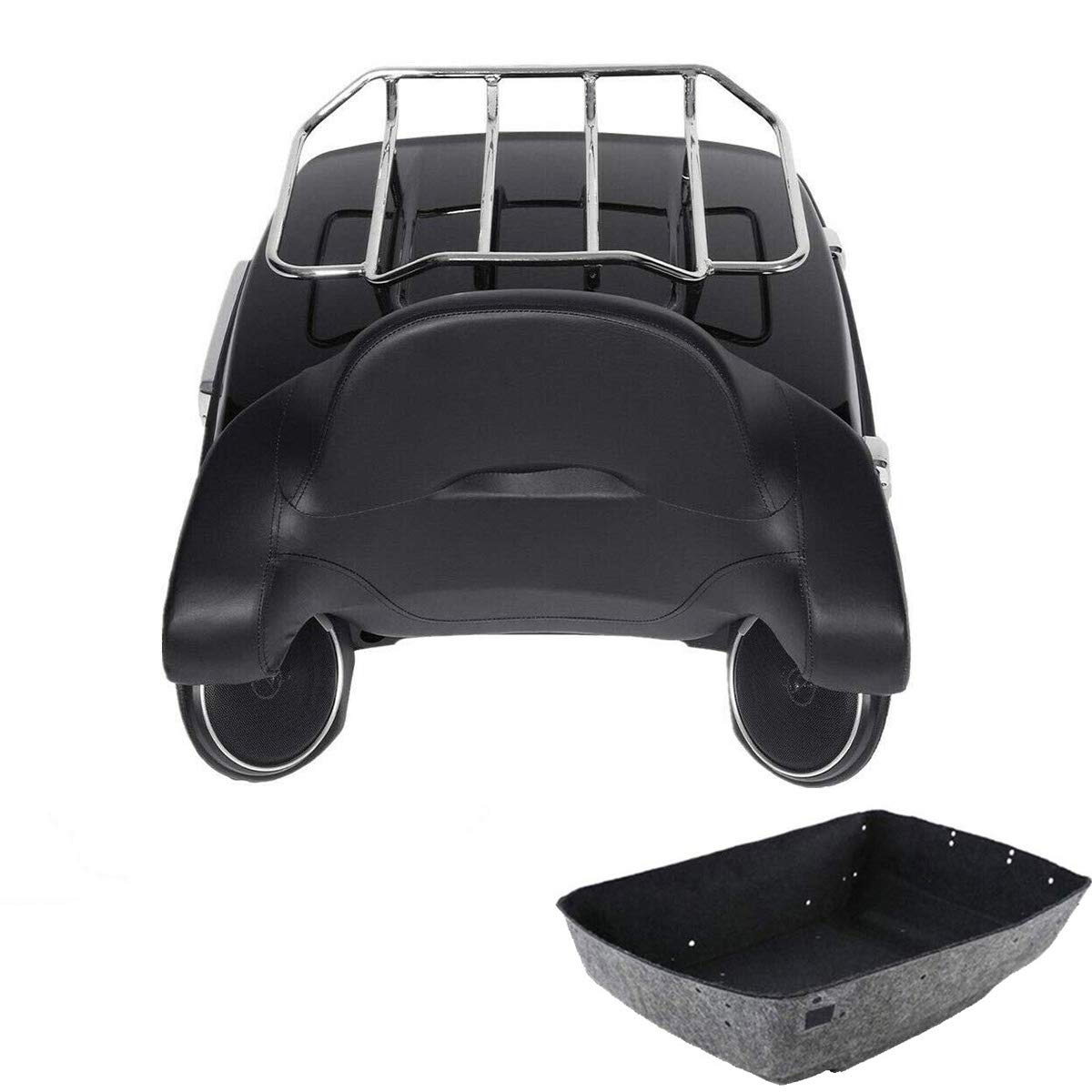 TCMT King Tour Pack Trunk Backrest Luggage Rack & Speaker Set for Harley Touring Models (2014-2023) - Perfect for Road King, Road Glide, Street Glide & Electra Glide - Enhance Your Long-Distance Riding Comfort & Audio Experience