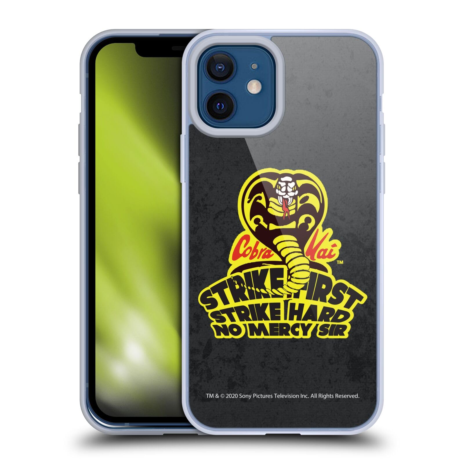 Official Cobra Kai Strike Hard Logo Soft Gel Case for iPhone 12/12 Pro - Durable Protection with Stylish Design - Perfect for Karate Fans, Movie Lovers & iPhone Users