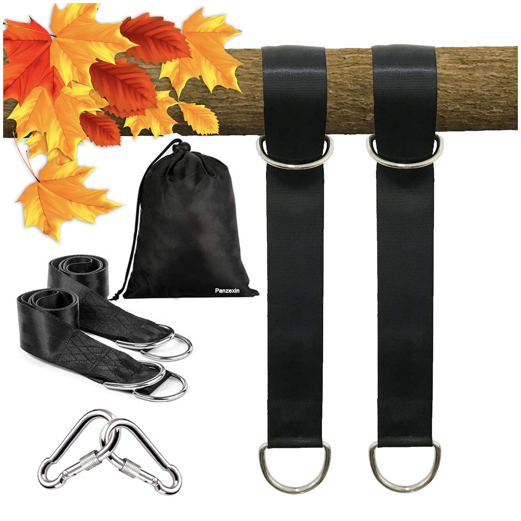 **Panzexin 4FT Heavy Duty Tree Swing Straps - 2600 lbs Capacity with 2 Carabiners - Outdoor Swing Hangers for Hammocks, Tire & Saucer Swings - Easy Installation for Backyard, Garden & Playground Fun**