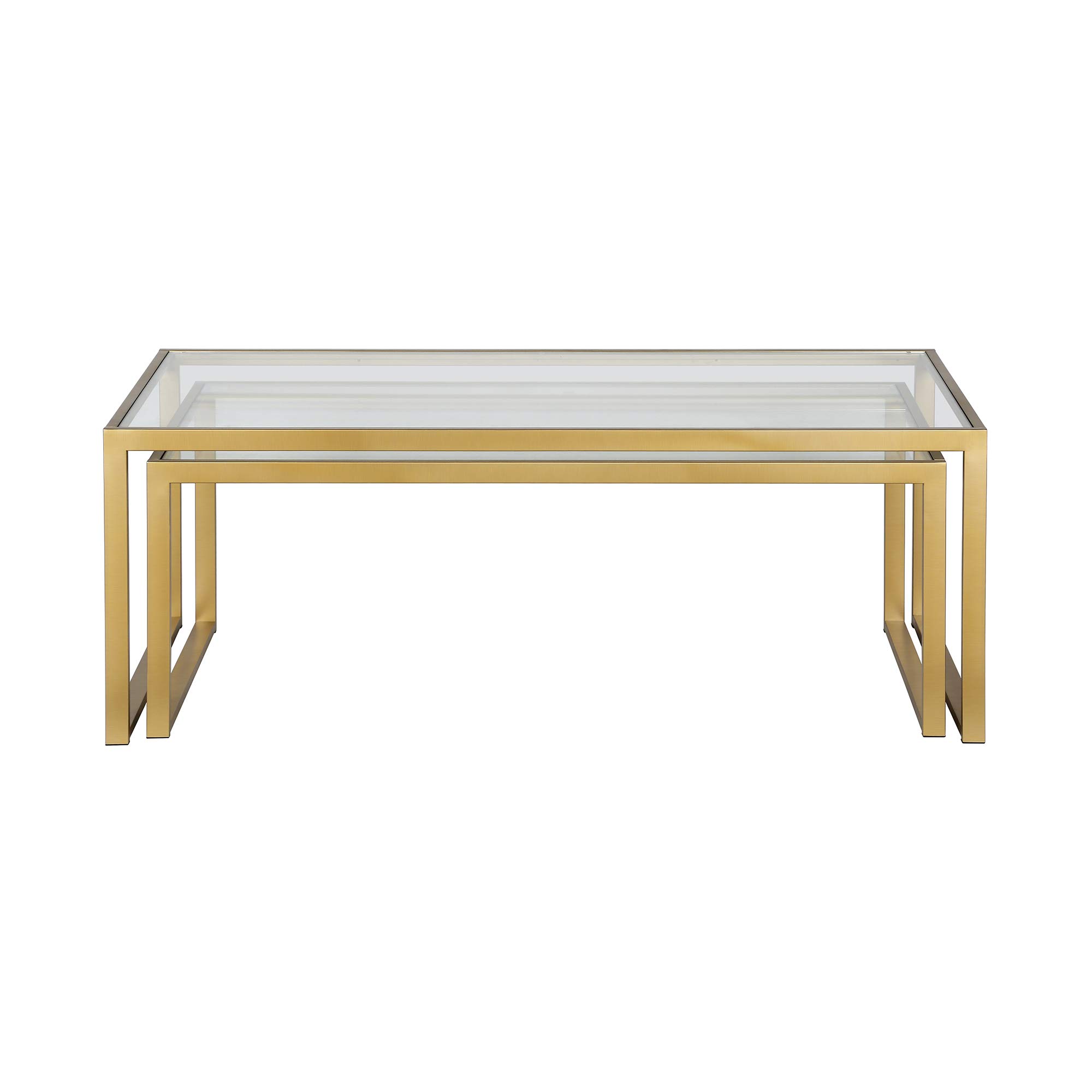 Henn&Hart Rectangular Nested Coffee Table in Brass - Modern Living Room Furniture, Minimalist Studio Apartment Essentials - Perfect for Small Spaces & Contemporary Home Decor