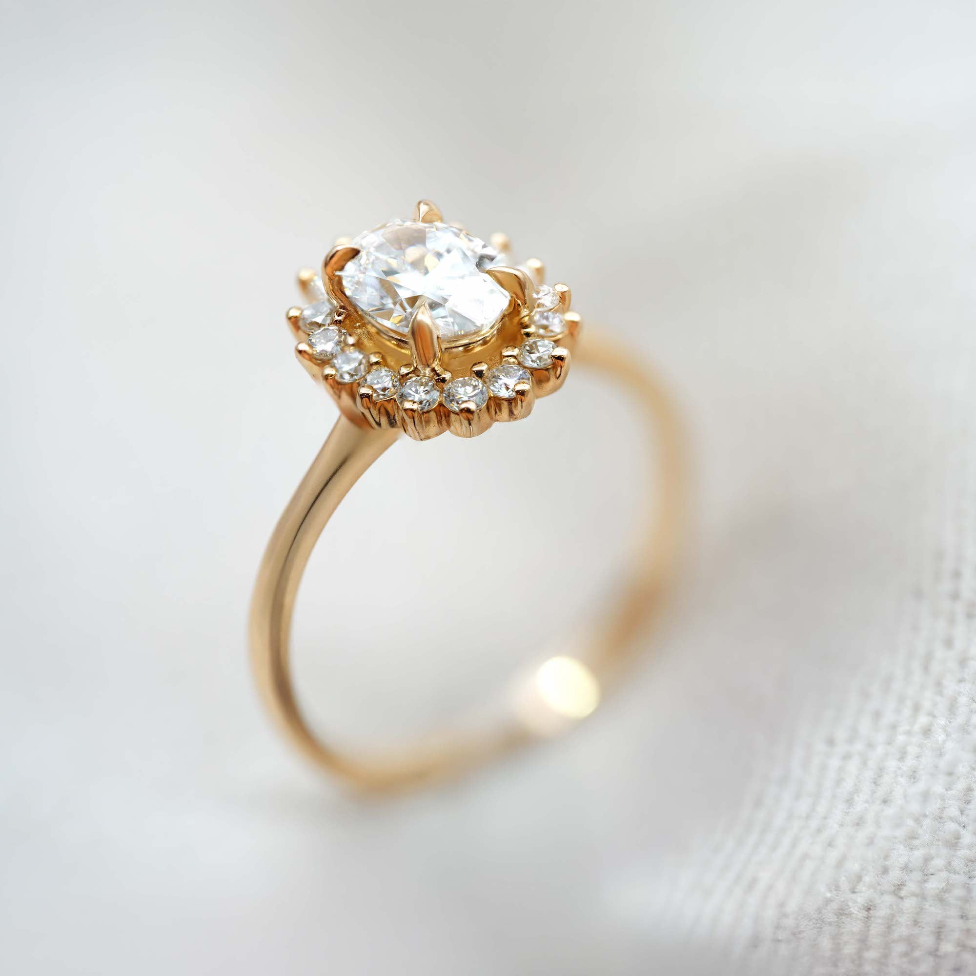 Ava Diamond Halo Ring - 14K White Gold Engagement Ring with Round Cut Center Stone | Perfect for Proposals, Anniversaries & Special Occasions