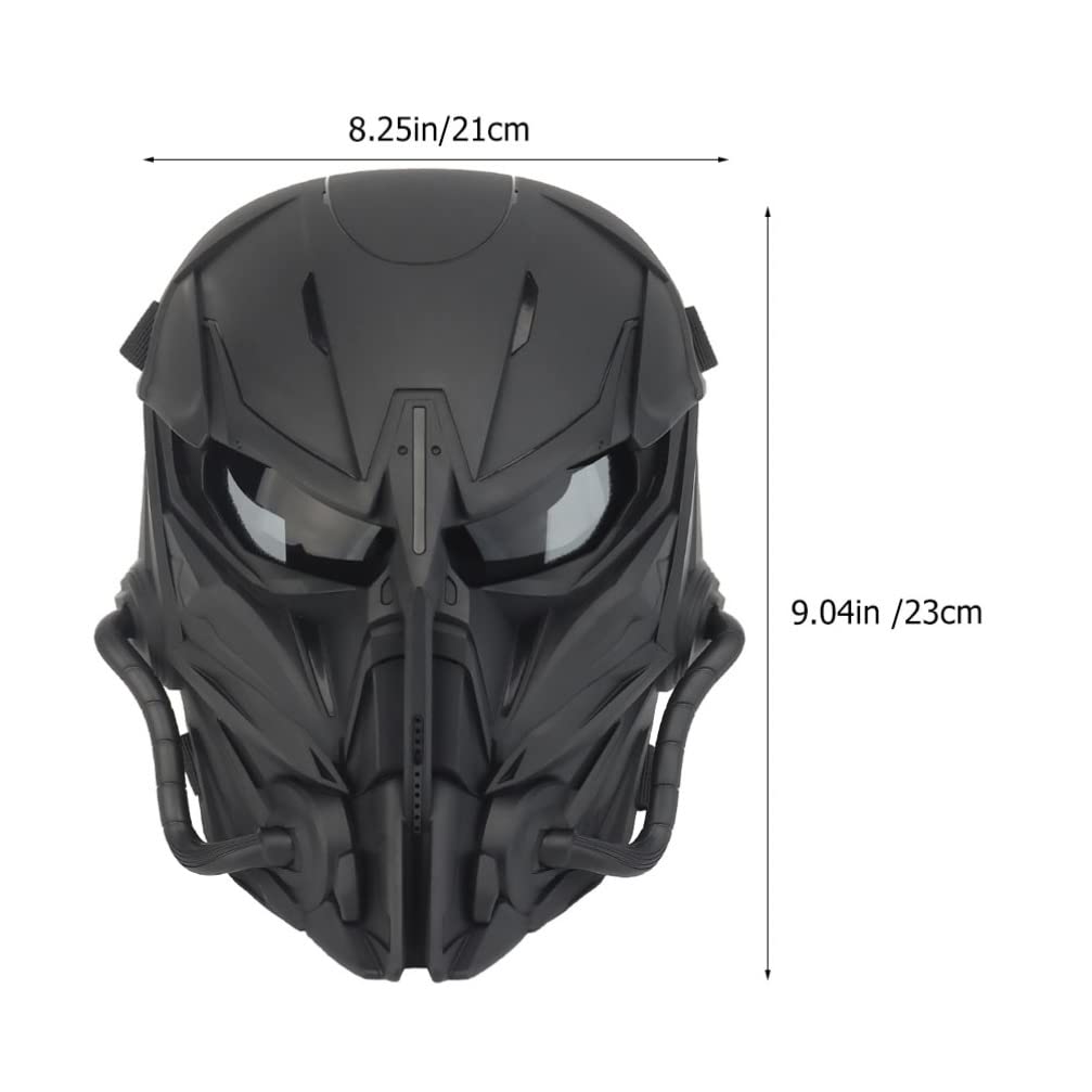 VOSAREA Black Electronic Helmet Cosplay Mask - Half Face Cover for Halloween Costume, Masquerade Party, Paintball & Outdoor Decor | Durable & Lightweight for Cosplay, Halloween Decorations & Themed Events