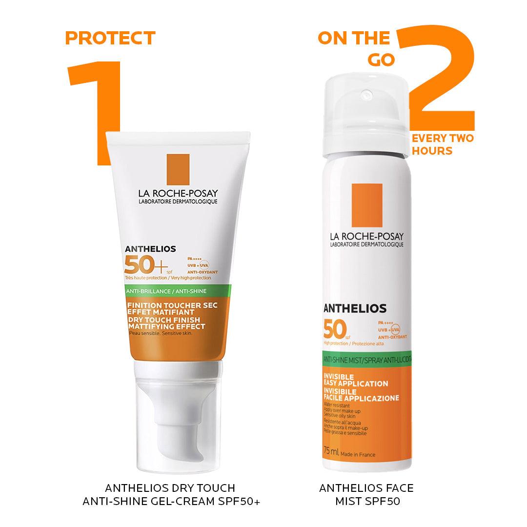 La Roche-Posay Anthelios XL Anti-Shine SPF50+ Dry Touch Gel Cream - Oil-Free, Fragrance-Free Matte Finish for Oily Skin - Perfect for Daily Sun Protection & Outdoor Activities