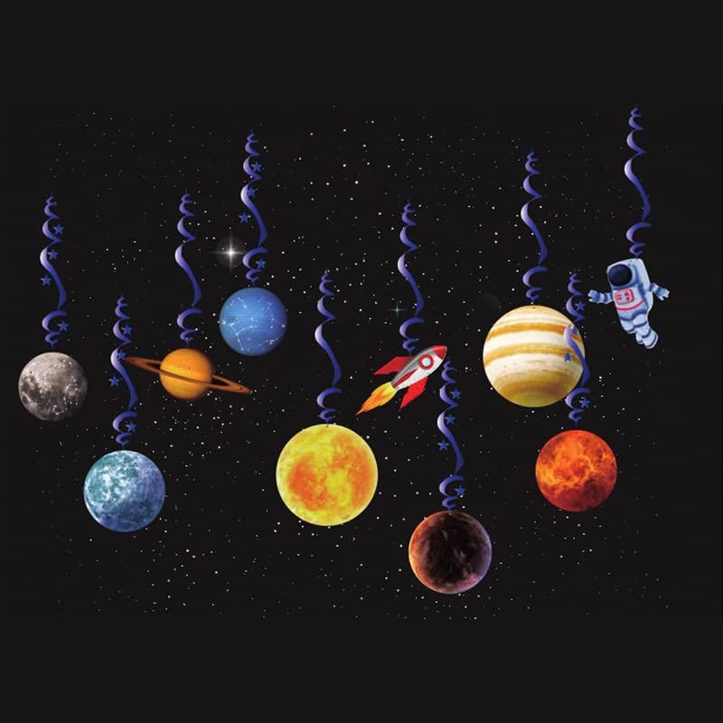 10PCS Solar System Hanging Swirl Decorations - Space Themed Party Supplies for Kids Room, Classroom & Astronomy Birthday Decor - Perfect for Science Fair, STEM Education & Galaxy Themed Events