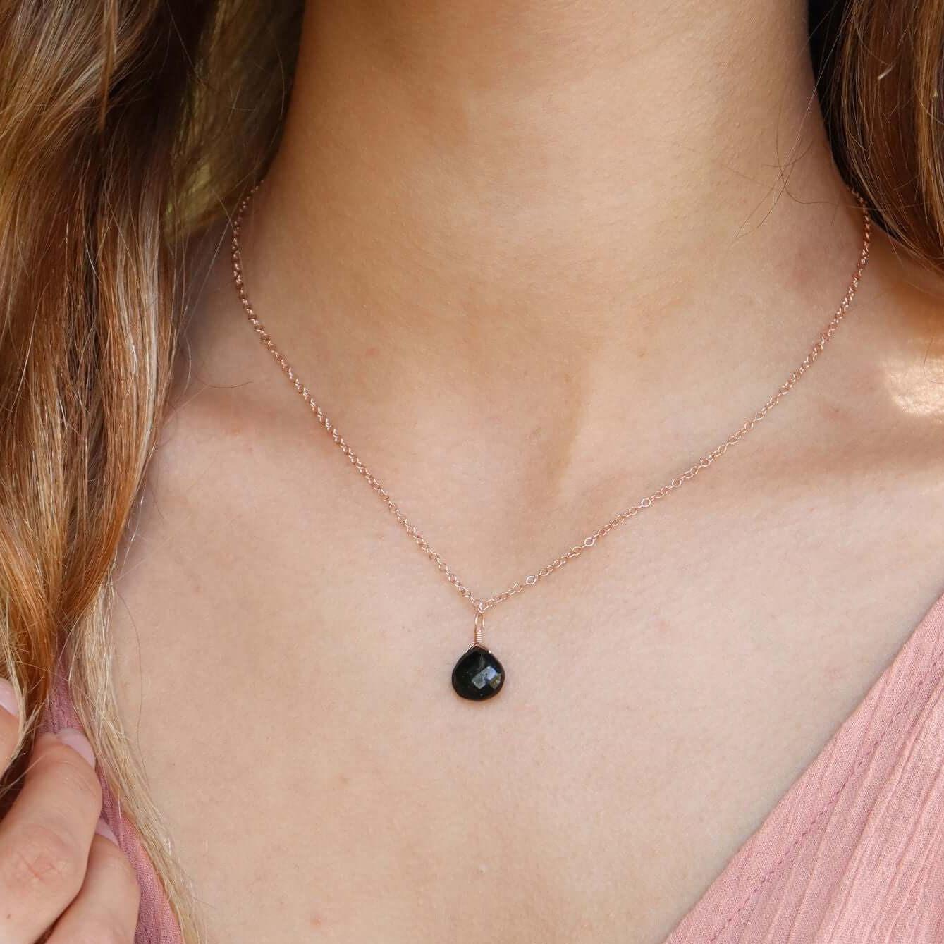 Black Tourmaline Crystal Pendant Necklace for Women - Natural Gemstone Jewelry for Protection & Healing - Perfect for Meditation, Energy Cleansing & Everyday Wear
