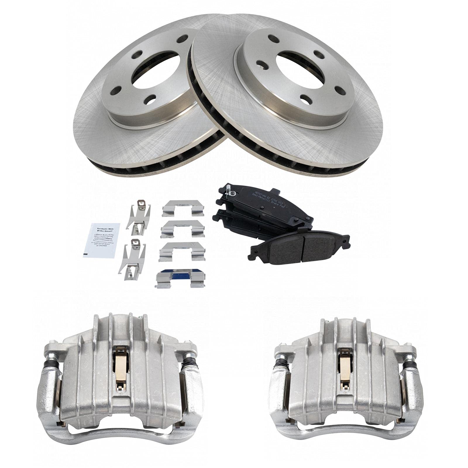 TRQ Front Metallic Disc Brake Pads, Rotors & Calipers Kit - Compatible with Chevrolet Oldsmobile Pontiac | High-Performance Braking for Daily Commute & Highway Driving