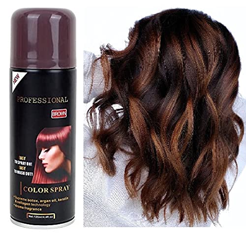 HUDA GIRL BEAUTY Professional 1 Day Temporary Hair Color Spray with Argan Oil, Botox, Keratin & Collagen - Brown (125ml) | Washable Hair Color for Parties, Halloween & Costume Events | Vegan & Cruelty-Free Hair Chalk Spray