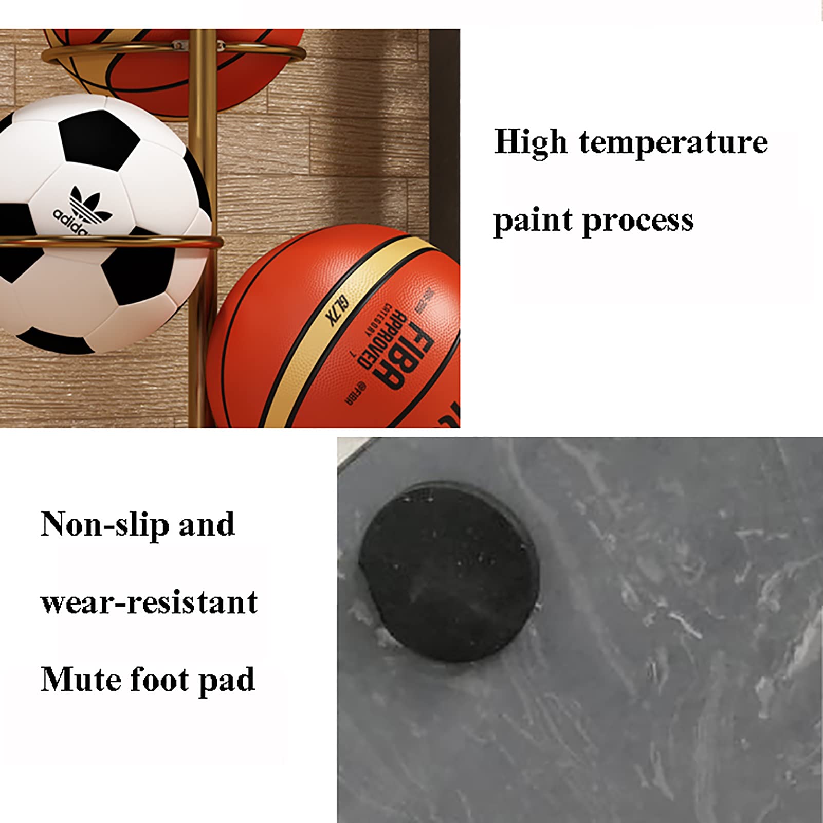 CMMC Home Sports Ball Storage Rack - Organizer for Football, Basketball, Volleyball - Perfect for Kindergarten, Playroom & Gym Equipment Organization