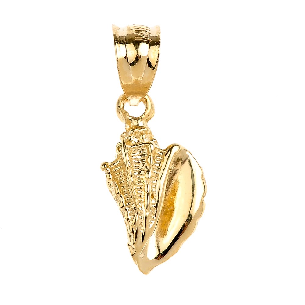 10k Yellow Gold Seashell Charm Pendant Necklace for Women - Dainty Beach Jewelry Gift for Her - Perfect for Summer Vacations, Beach Weddings & Coastal Fashion