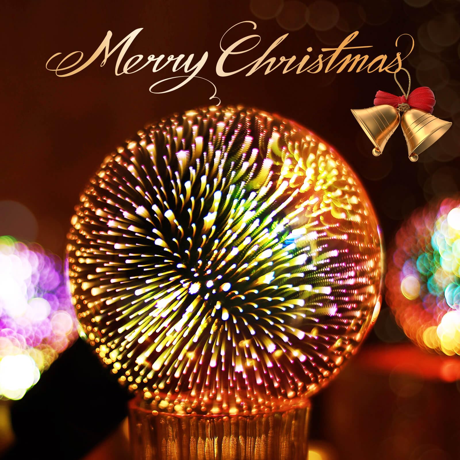 Porseme 3D Fireworks Decorative Light Bulb - E26 Base, 7W, AC100-240V, Warm White Glass Bulbs (2-Pack) - Perfect for Home Decor, Bedroom Lighting, Party & Holiday Decorations