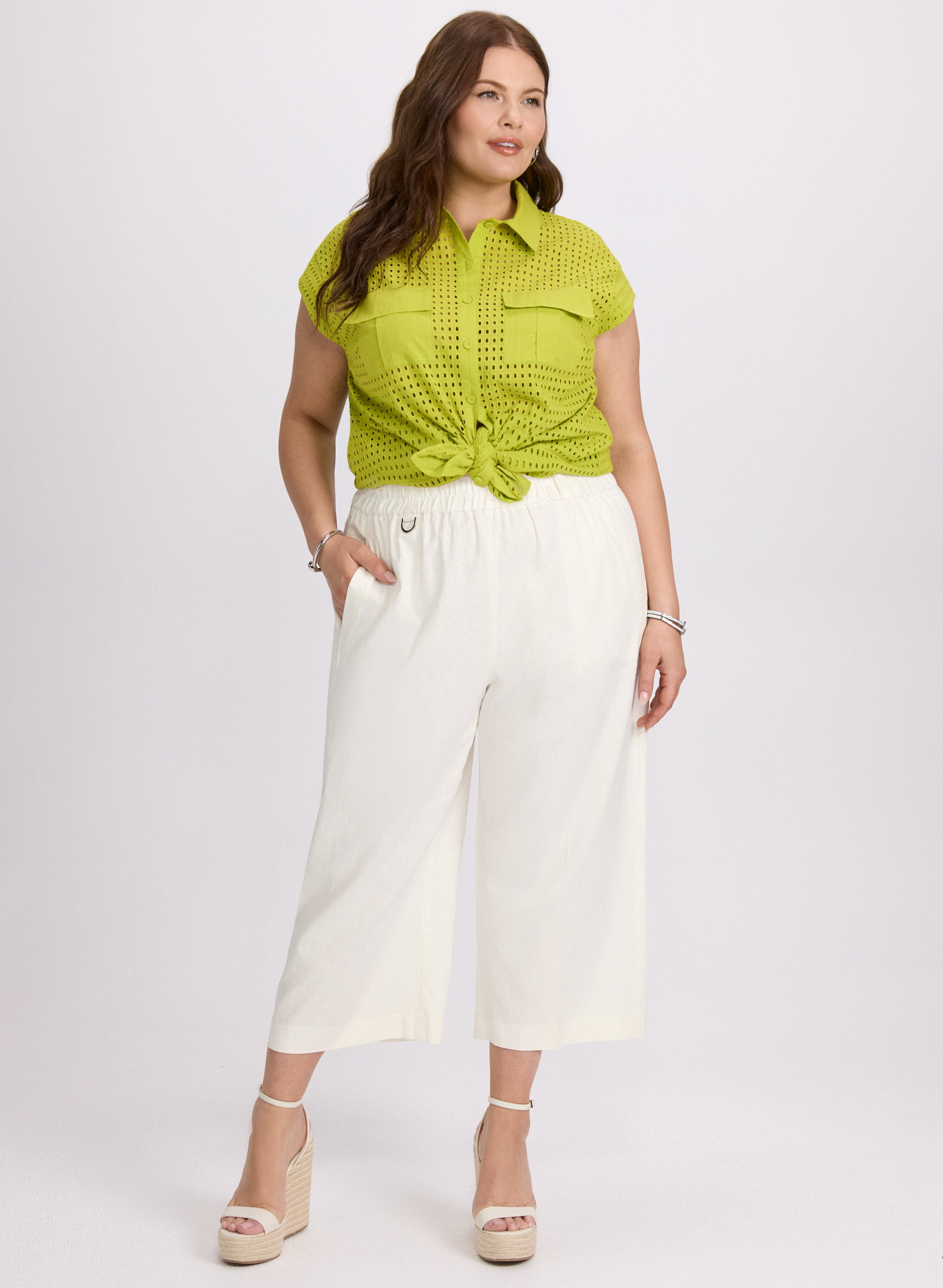 Stylish Eyelet Button Down Blouse for Women | Elegant Lace Detail Top | Perfect for Office, Date Night & Summer Outfits