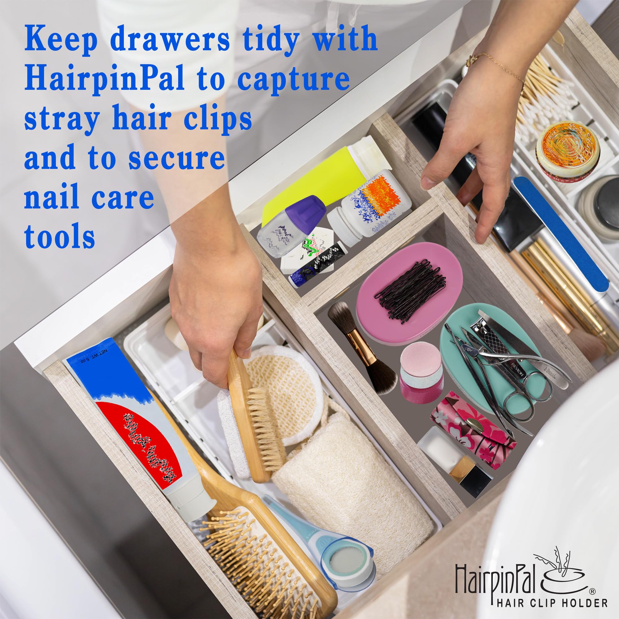 HairpinPal Magnetic Bobby Pin Holder - Strong Magnetic Hair Clip Organizer for Bobby Pins & Hair Accessories - Keeps Bathroom & Vanity Tidy - Made in USA (Sea Foam Teal) - Perfect for Home, Salon & Travel Use