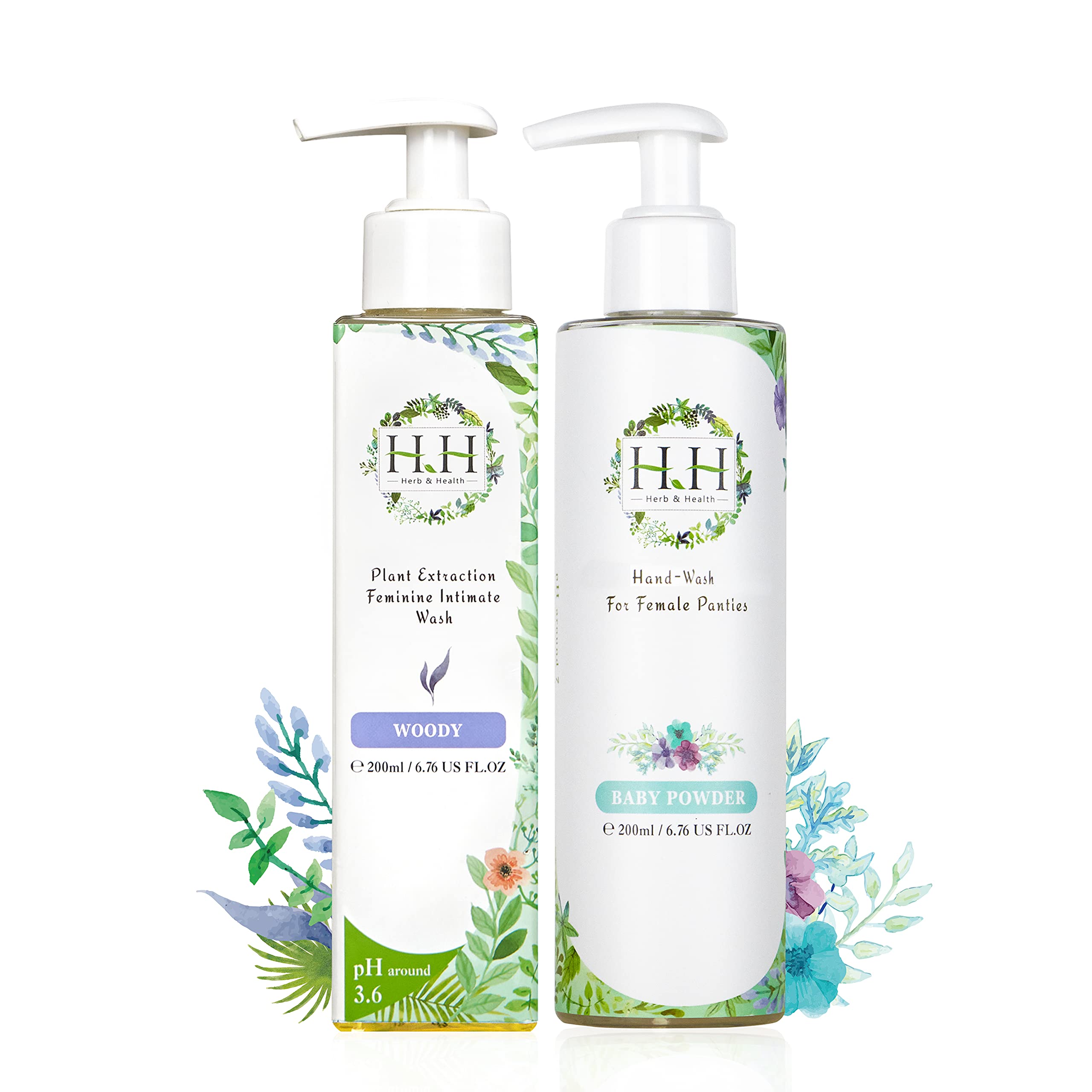 Natural Essential Oil Feminine Wash & Panty Stain Remover - pH Balanced Vaginal Cleanser for Women, Gentle Vulva Skin Care, Laundry Detergent for Underwear & Lingerie | HH Herb&Health | Daily Intimate Hygiene & Menstrual Stain Removal