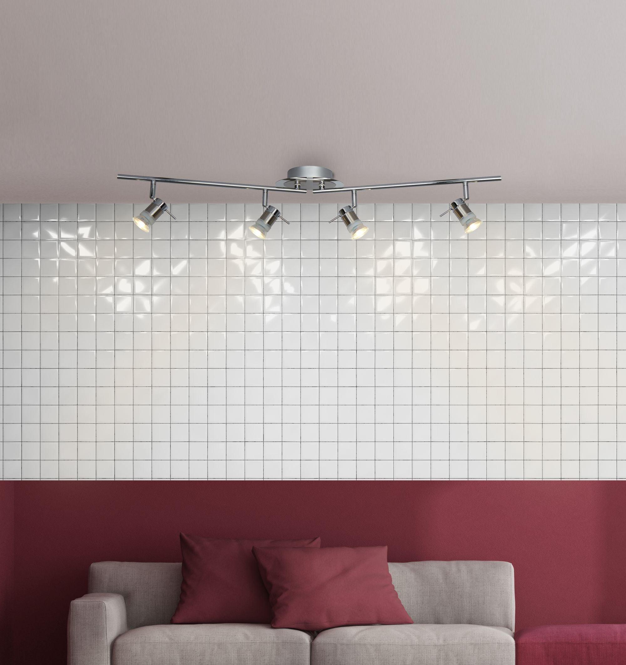 Aries Polished Chrome 4-Light Adjustable Ceiling Spotlight Fixture - Perfect for Living Room, Bedroom, and Kitchen Lighting