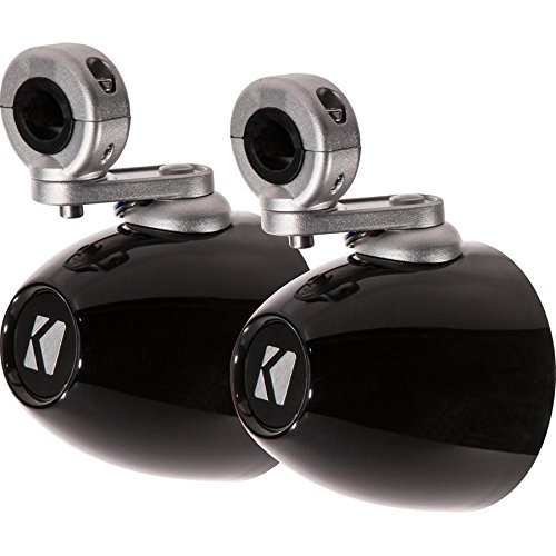 KICKER 4 Inch KM-Series Marine Speakers (Pair) with Black Wake Tower Enclosure - Waterproof Boat Audio System for Wakeboarding, Yachting & Outdoor Water Sports