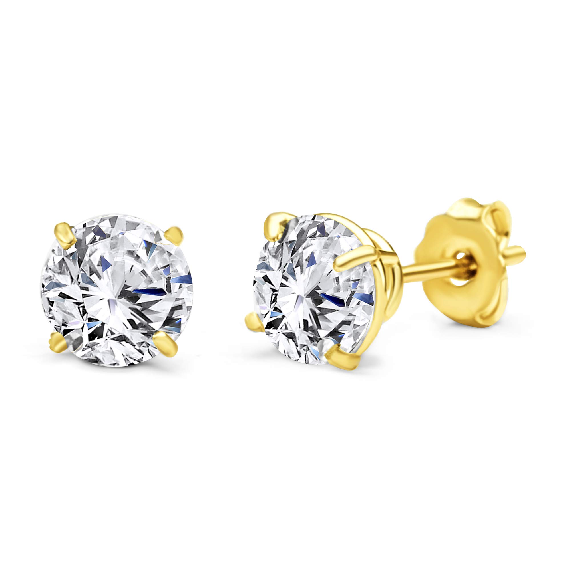 10K Yellow Gold Round Stud Earrings for Men & Women - Hypoallergenic Simple Elegant Jewelry for Everyday Wear, Gifts, Parties & Special Occasions