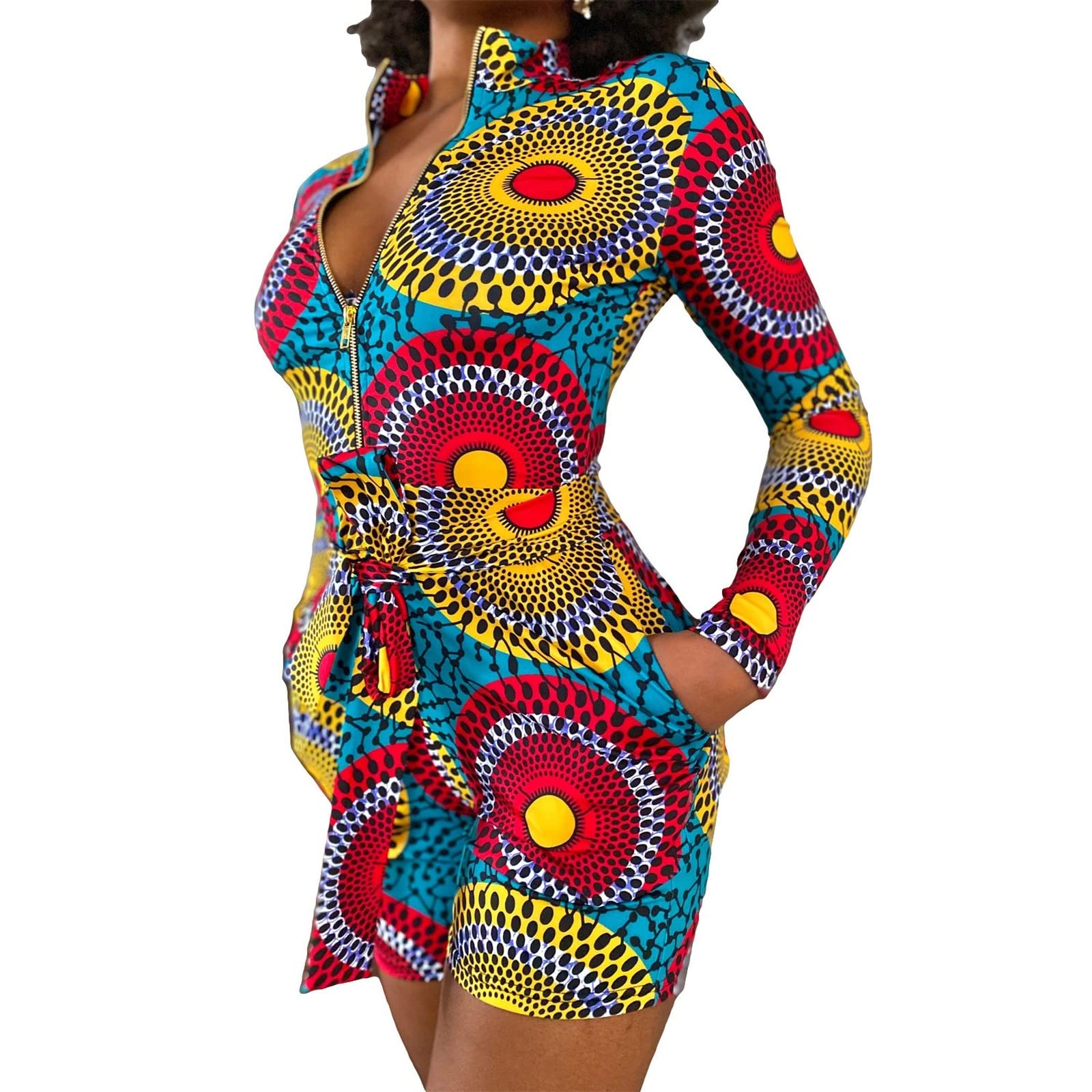 African Print Short Jumpsuit for Women - Summer Fashion Romper - Afrocentric Clothing - European Style Outfit | Perfect for Beach Vacations, Cultural Events & Summer Parties