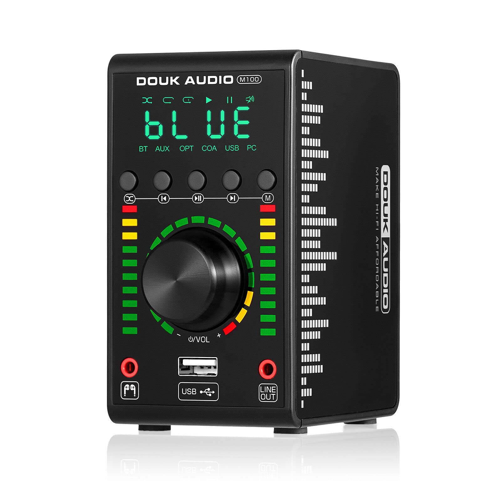 Douk Audio M100 Mini Bluetooth 5.0 Stereo Amplifier with USB/RCA/Coaxial/Optical Inputs, 24Bit/192K High-Resolution DAC for Home Theater, Gaming & Music Streaming