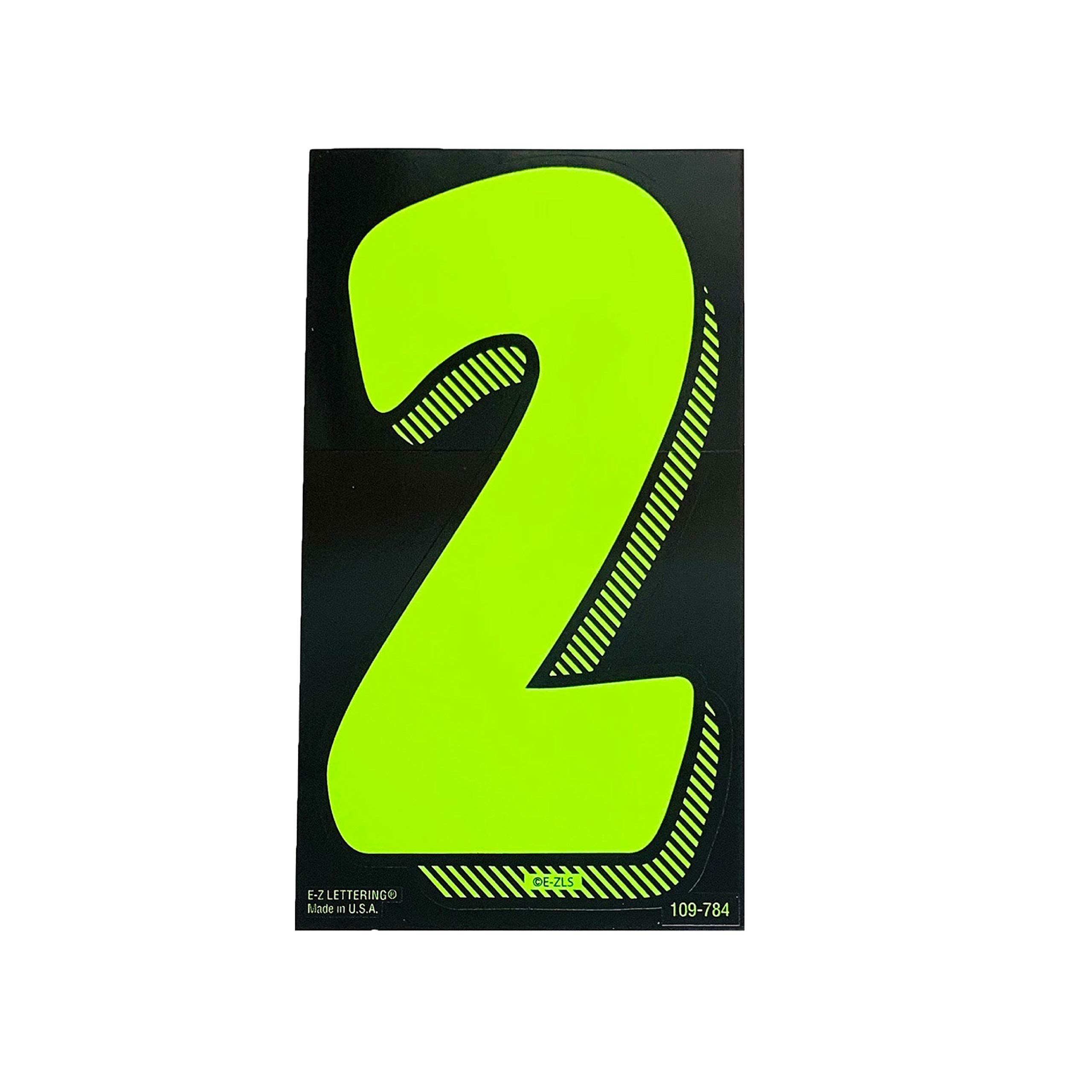 EZ Line Vinyl Decals for Cars - Large Chartreuse Windshield Pricing Number Stickers (Number 2) | Perfect for Retail Stores, Fleets & Car Dealerships