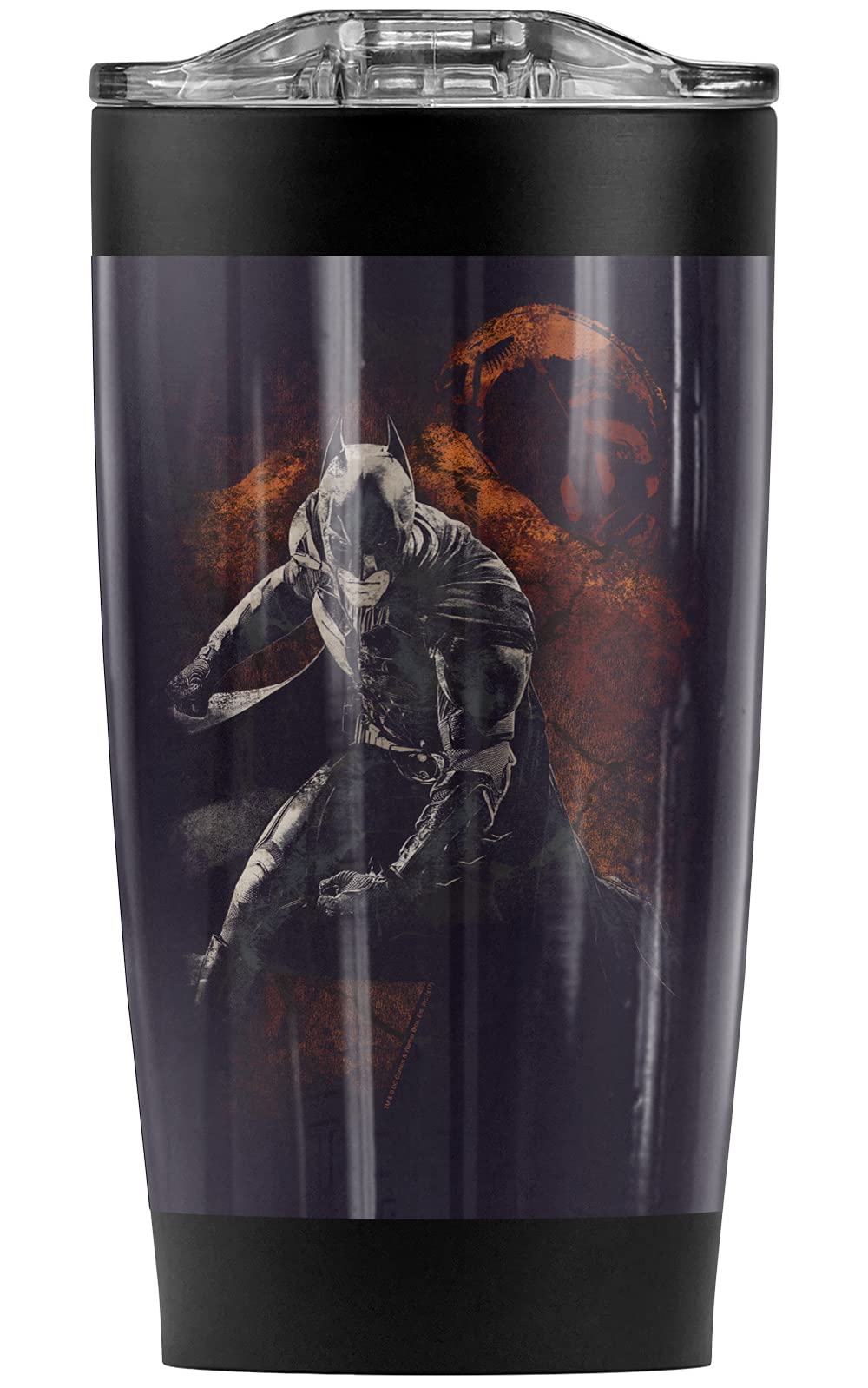 Batman Dark Knight Rises Grungy Knight 20oz Stainless Steel Tumbler - Vacuum Insulated Coffee Travel Mug with Leakproof Sliding Lid | Double Wall Insulation for Hot & Cold Drinks | Perfect for Superhero Fans, Office Use, Gym, Camping & Road Trips