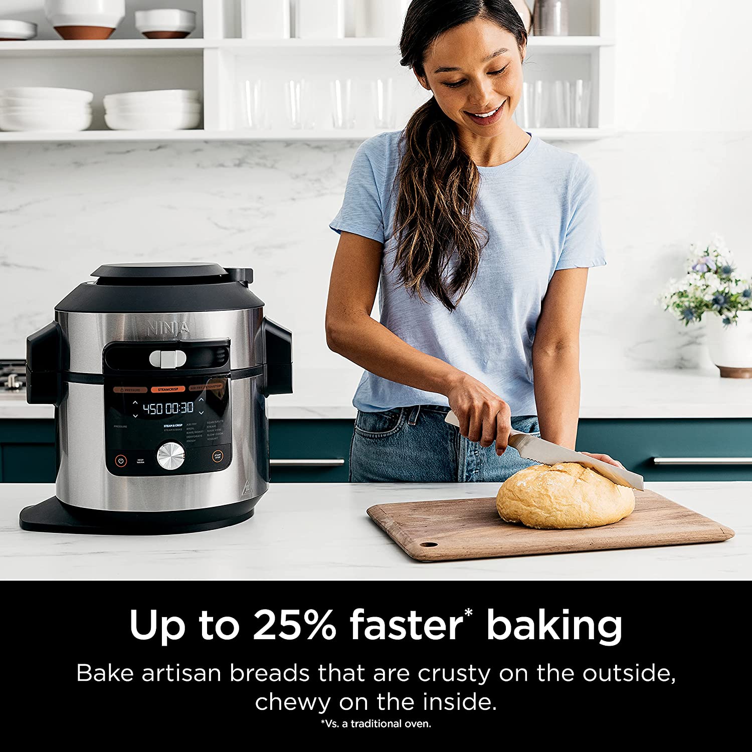 Ninja Foodi XL 8 Qt. 14-in-1 Multi-Cooker with Pressure Cooker, Air Fryer, Steamer & SmartLid - 3 Layer Capacity, 5 Qt. Crisp Basket (Silver/Black, OL601) - Perfect for Family Dinners, Meal Prep & Healthy Cooking