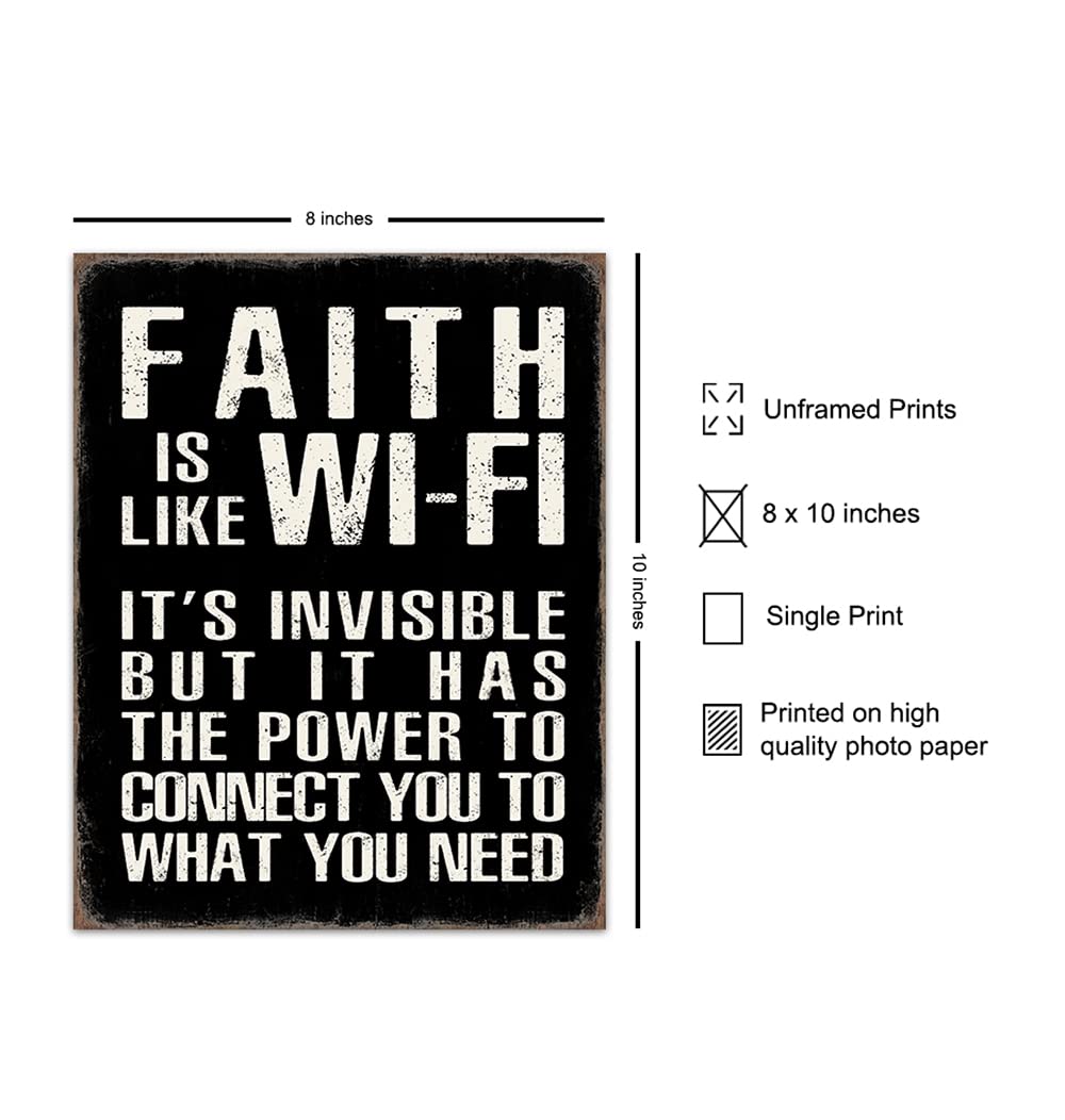 Inspirational Christian Wall Art - Religious Home Decor for Men, Catholic Gifts & Faith-Based Motivational Posters - Positive Quote Prints for Man Cave, Office & Prayer Room Decorations