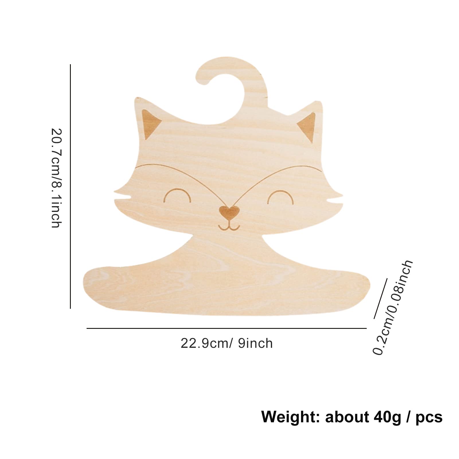 Erice Baby Hangers - 5 Pack Wooden Kids Clothes Hangers with Adorable Fox Design, 9 Inch Children's Coat Hangers for Suits, Dresses, Jackets & Pants - Perfect for Nursery, Kids Closet Organization & Gift Giving