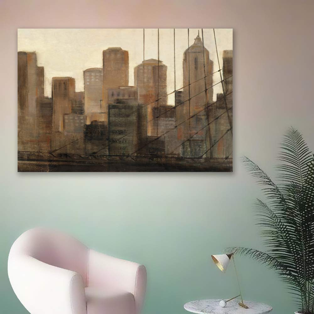 Impressionist City Canvas Wall Art - 16x24 Inches Giclee Painting for Bedroom, Living Room, Home Office & Dining Room Decor