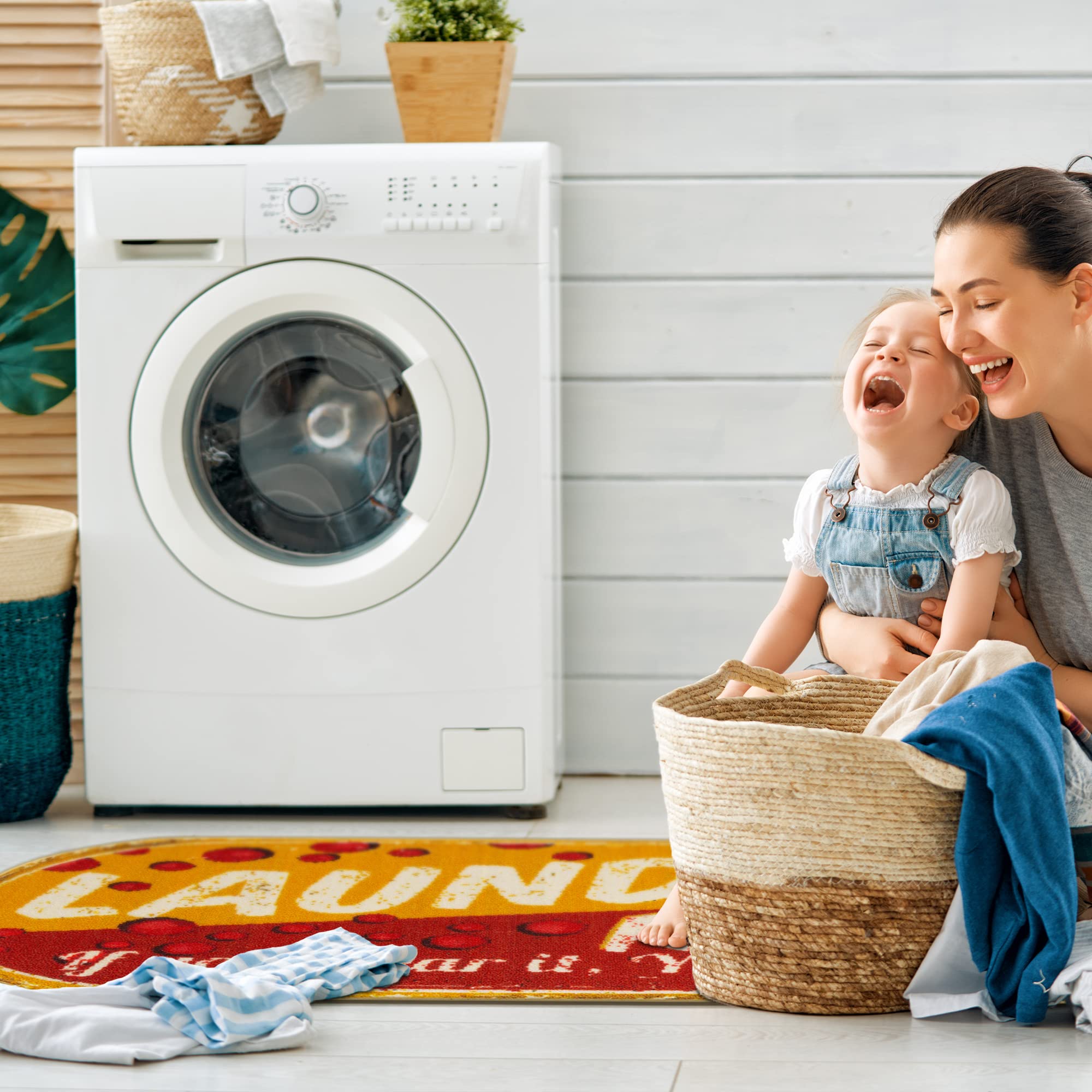 Non-Slip Machine Washable Bubbles Design Laundry Runner Rug 20