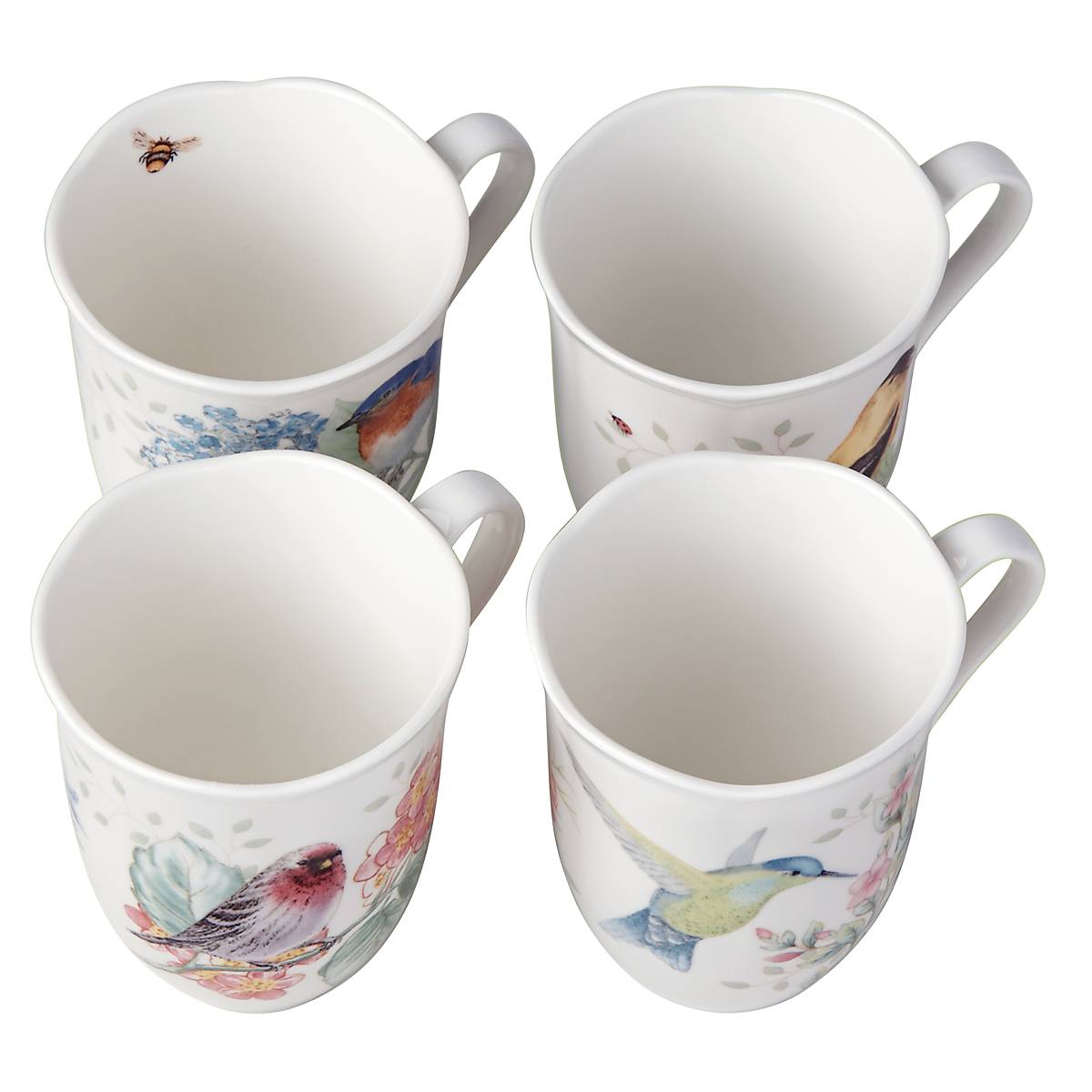 Butterfly Meadow Flutter Coffee Mugs Set of 4 - Ceramic Tea Cups with Colorful Butterfly Design, Perfect for Home, Office, or Gift Giving