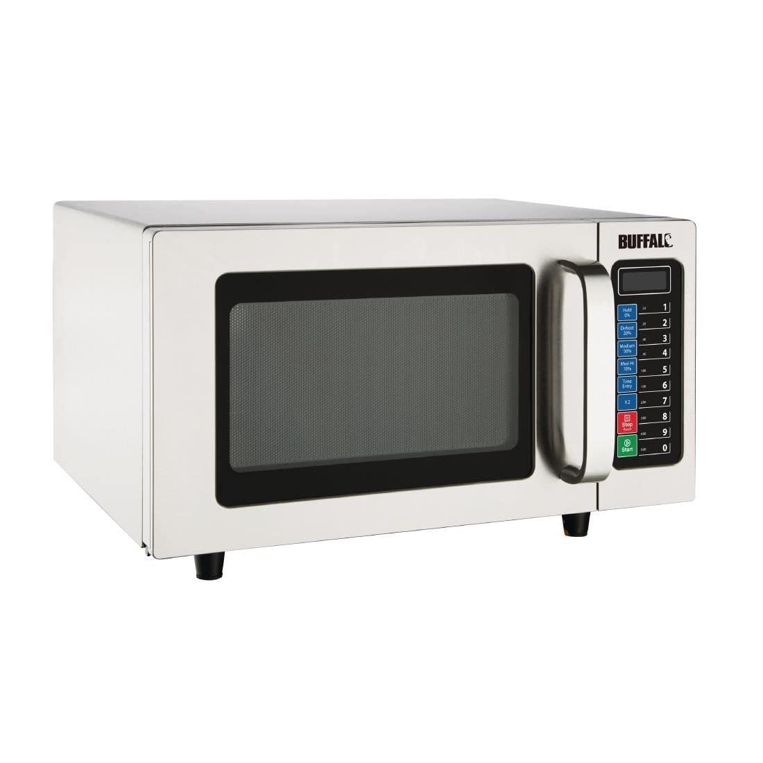 Buffalo 1000W Commercial Microwave Oven - 25L Large Capacity, Programmable for Restaurants & Cafes - Perfect for Fast Heating, Defrosting & Cooking in Professional Kitchens