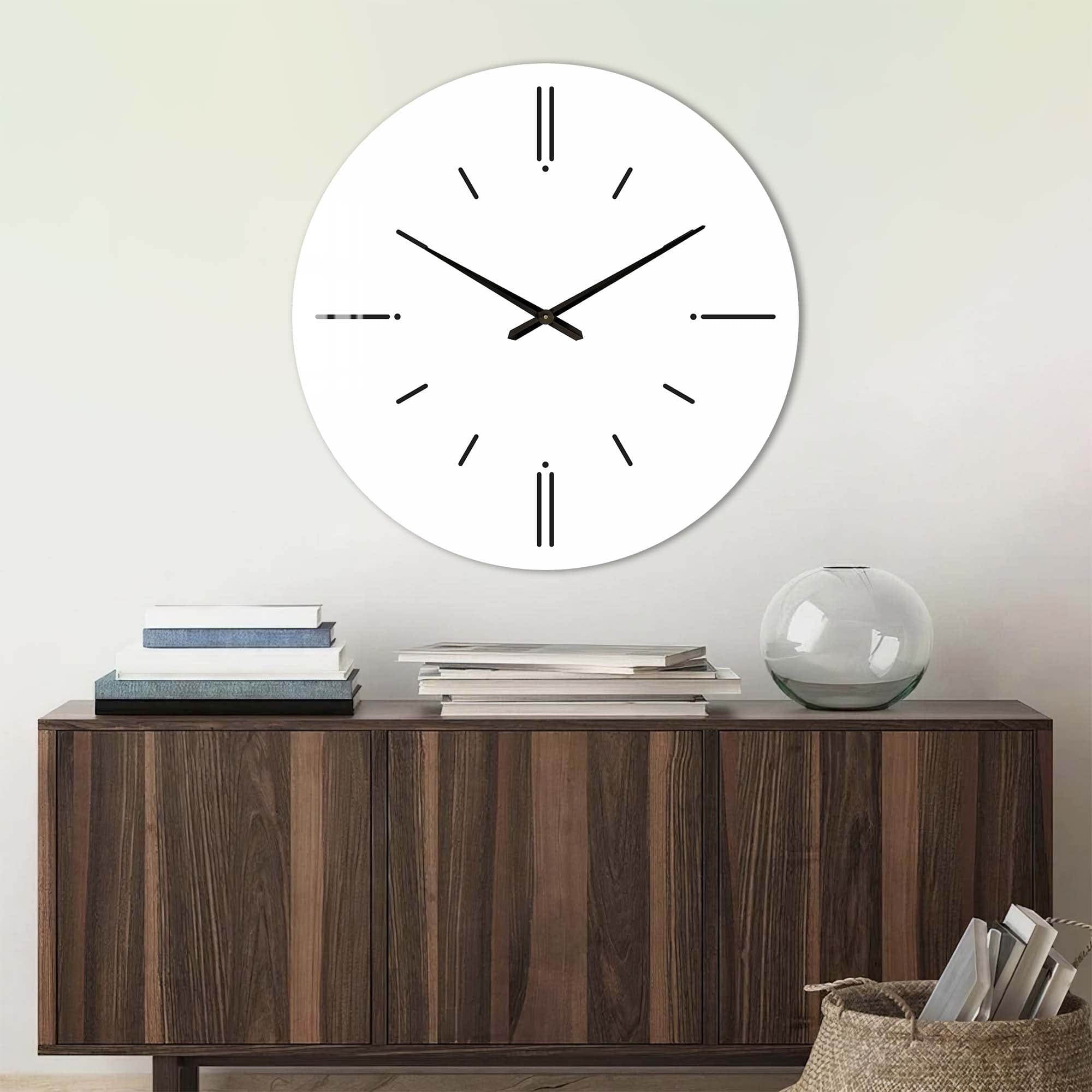 Minimalist White Glass Wall Clock - Modern Home & Office Decor - Perfect for Living Room, Bedroom, and Kitchen