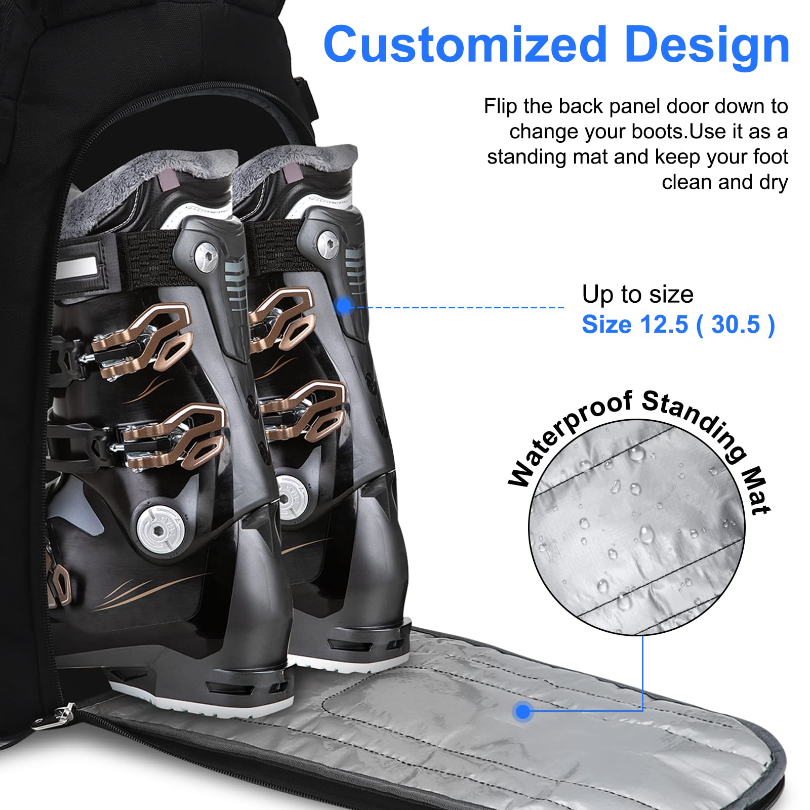 Waterproof Ski Boot Backpack 50L/60L for Boots & Gear - Travel & Skiing