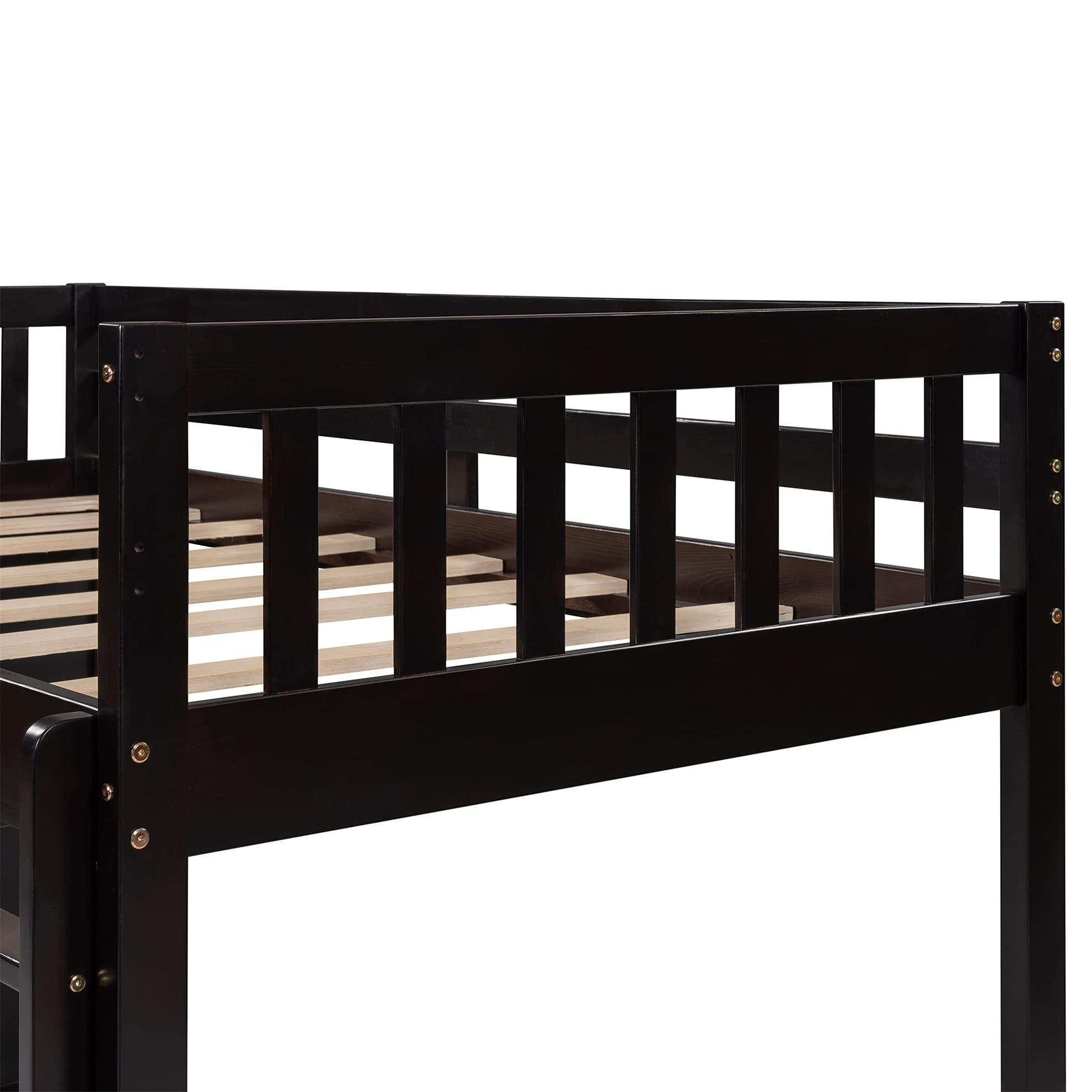 Harper & Bright Designs Twin Bunk Beds for Kids - Wooden Twin Over Twin Bunk Bed with 4 Drawers & 3 Shelves for Extra Storage - Espresso Finish - Perfect for Small Bedrooms, Kids' Rooms & Sleepovers