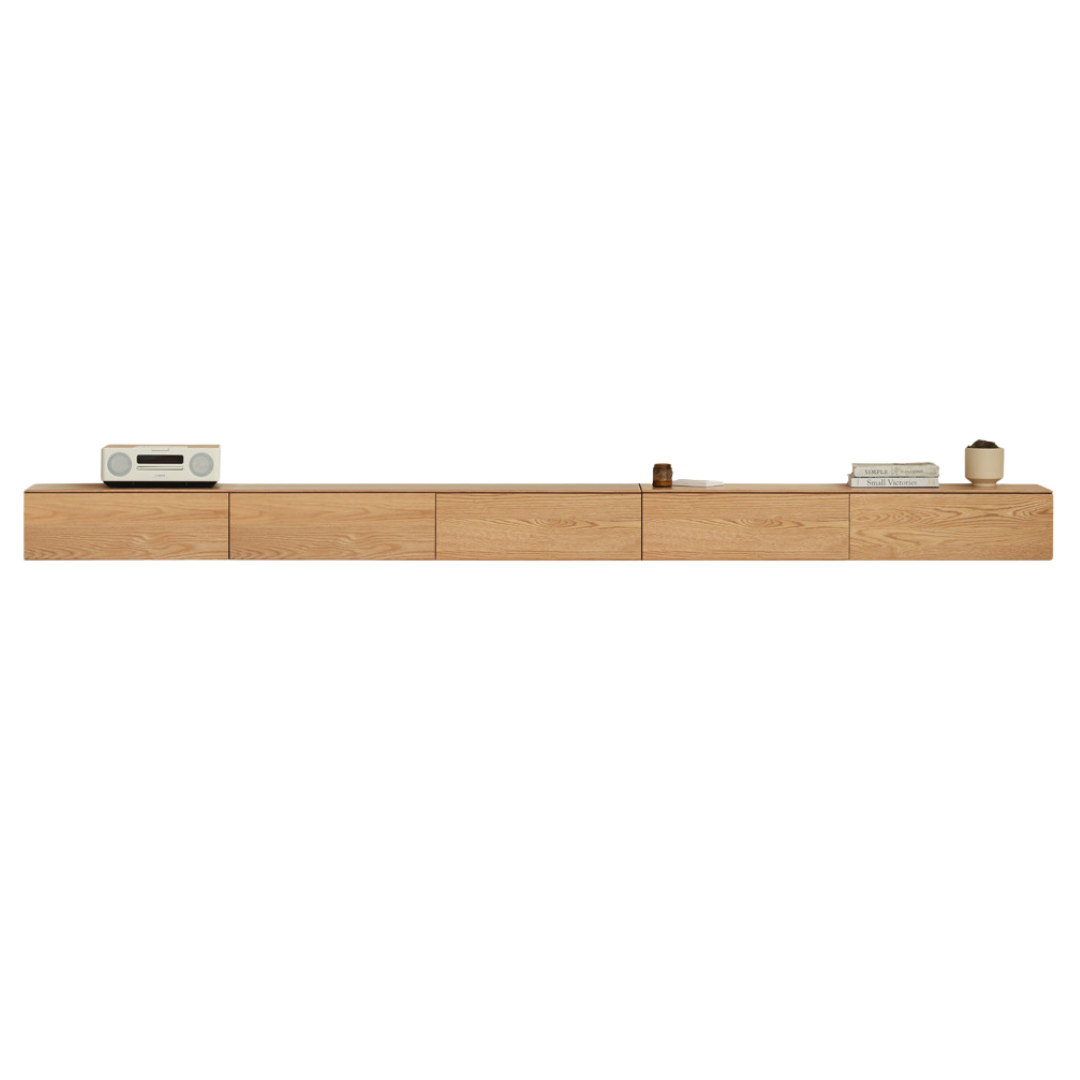 Solid Oak & Black Walnut Wood Floating TV Stand - Modern Wall Mounted Entertainment Center for Living Room, Bedroom & Home Theater