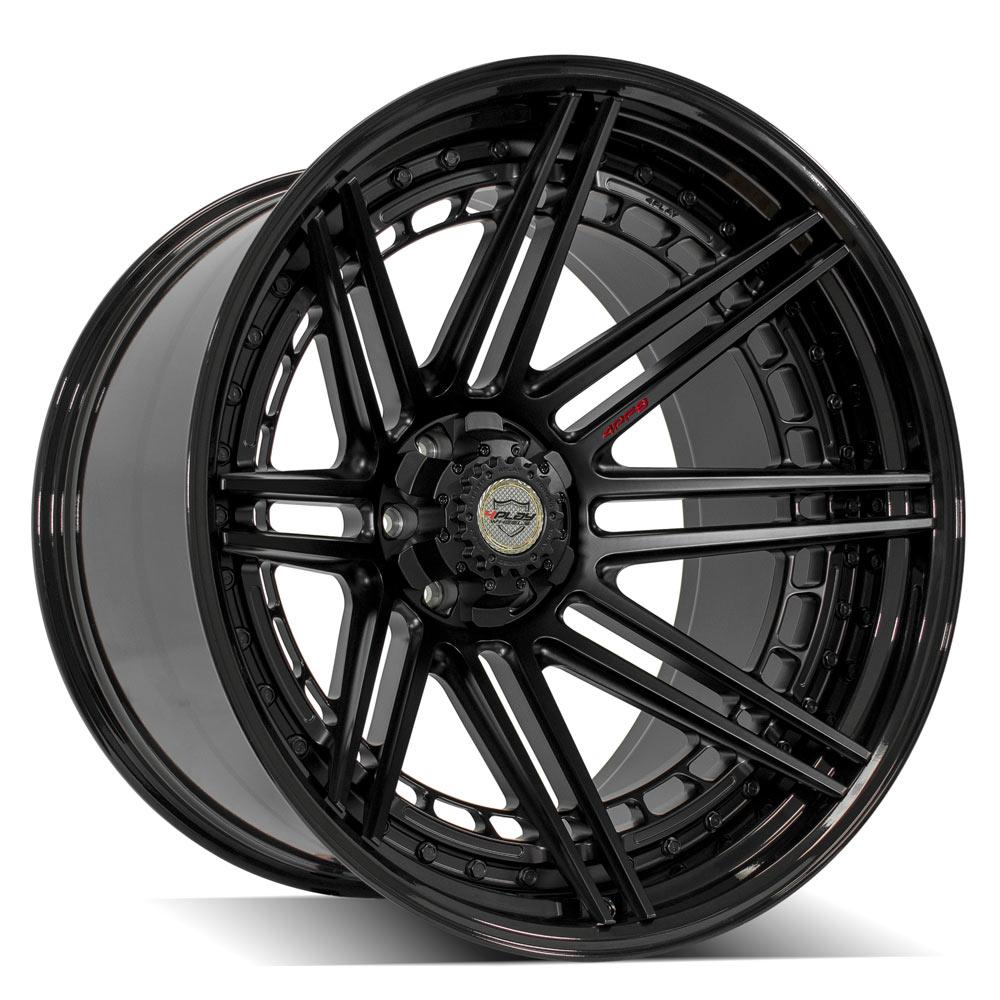 4Play Forged Series 4PF8 Matte Black Center with Gloss Black Barrel 24x14.0 Wheels - 6x135/6x139.7mm Bolt Pattern, 106.1mm Hub Bore - Perfect for Off-Road Trucks & SUVs