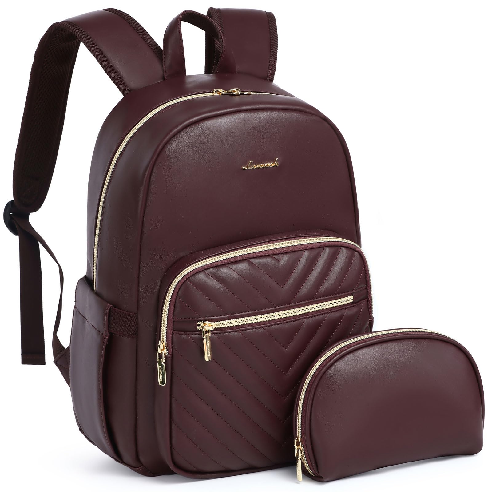 LOVEVOOK Women's Waterproof Mini Backpack Purse - Lightweight Small Backpack Set of 2 (Wine Red) - Perfect for Travel, Work, Gym & Daily Use