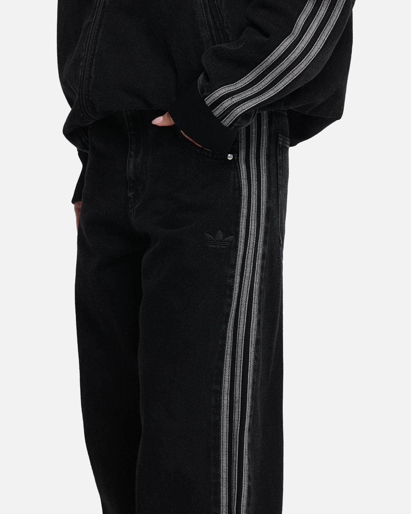 Adidas Adicolor Denim Firebird Pants for Men - True Black | Classic Track Pants for Casual Wear, Street Style & Gym