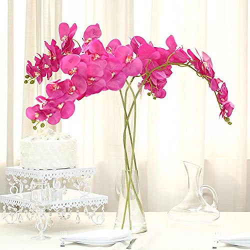 40 Inch Artificial Phalaenopsis Silk Orchid Flowers - Real Touch Faux Orchid Branches for Home, Office, Wedding Decor (Pack of 2, Fuchsia) | Perfect for Centerpieces, Table Arrangements & Wall Decor