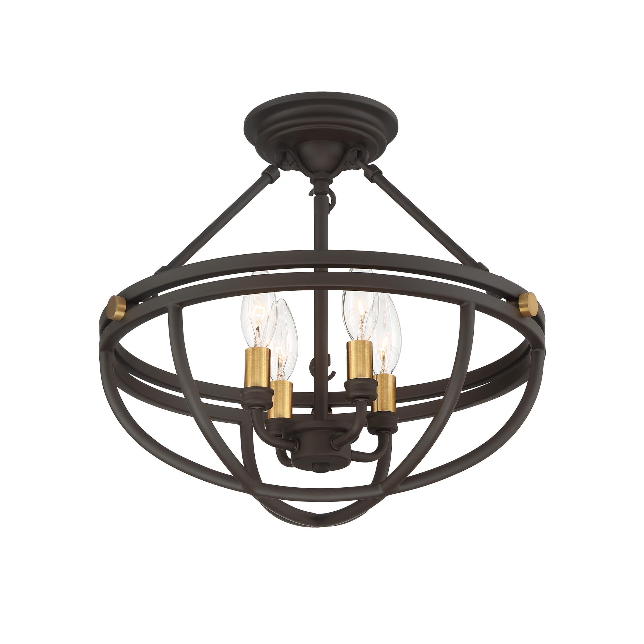 Quoizel Sergeant 4-Light Semi Flush Mount Ceiling Light Fixture - Western Bronze Finish, Resin Construction Modern Chandelier - Sloped Ceiling Compatible Pendant Lighting for Living Room, Bedroom & Dining Room