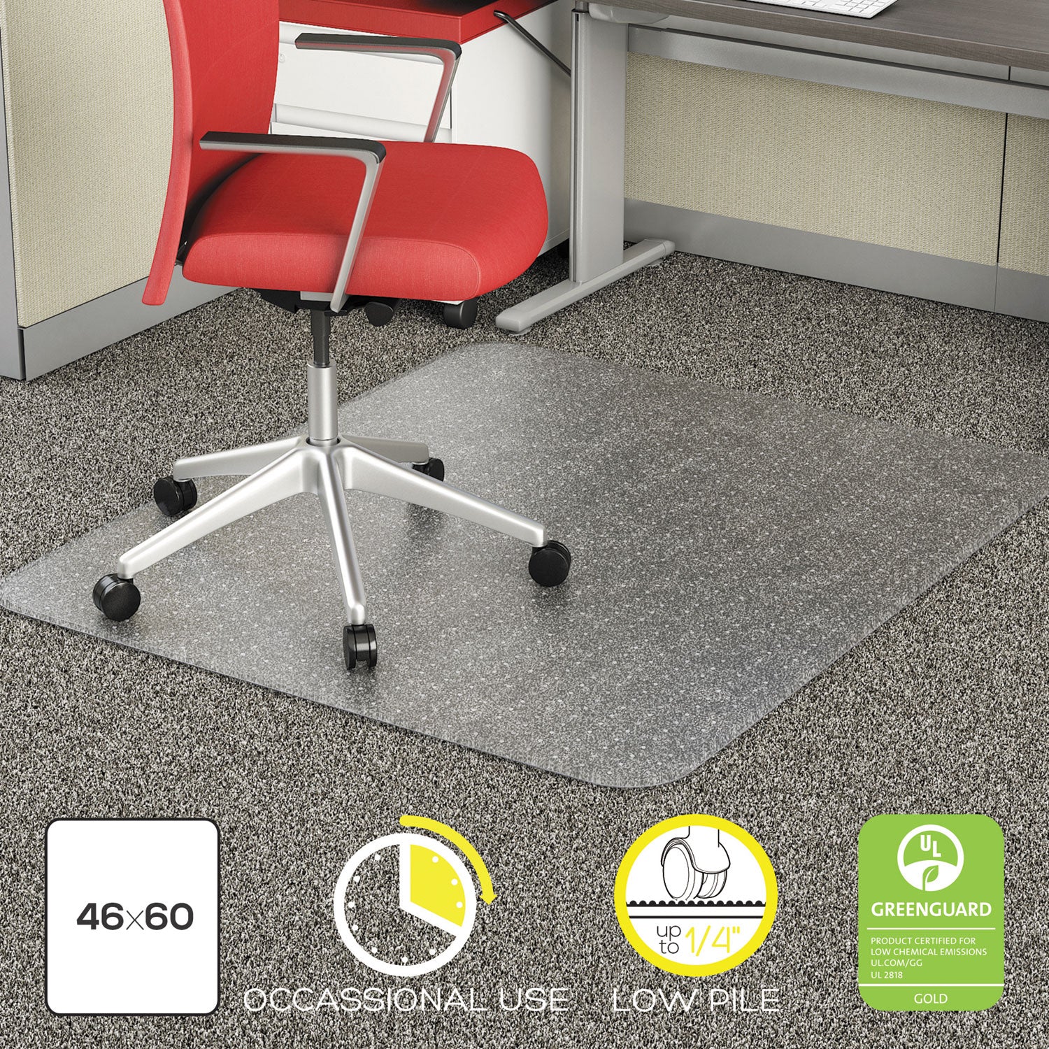 Alera® Studded Chair Mat for Flat Pile Carpet - 46