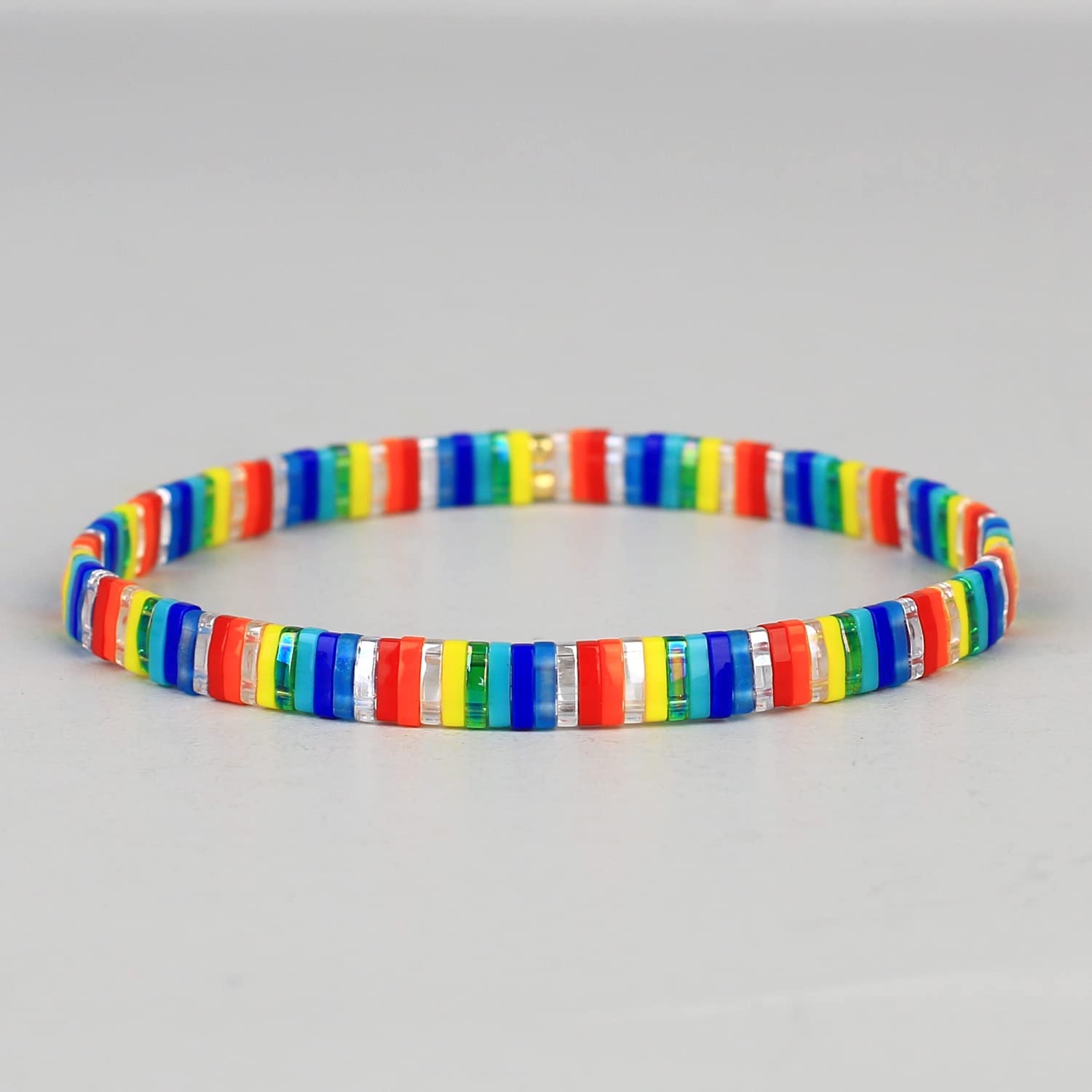 KELITCH Women's Tila Beads Charm Bracelet - Stretchable Candy Color Friendship Bracelet for Stacking, Layering & Gifting | Boho Chic Jewelry for Everyday Wear & Special Occasions